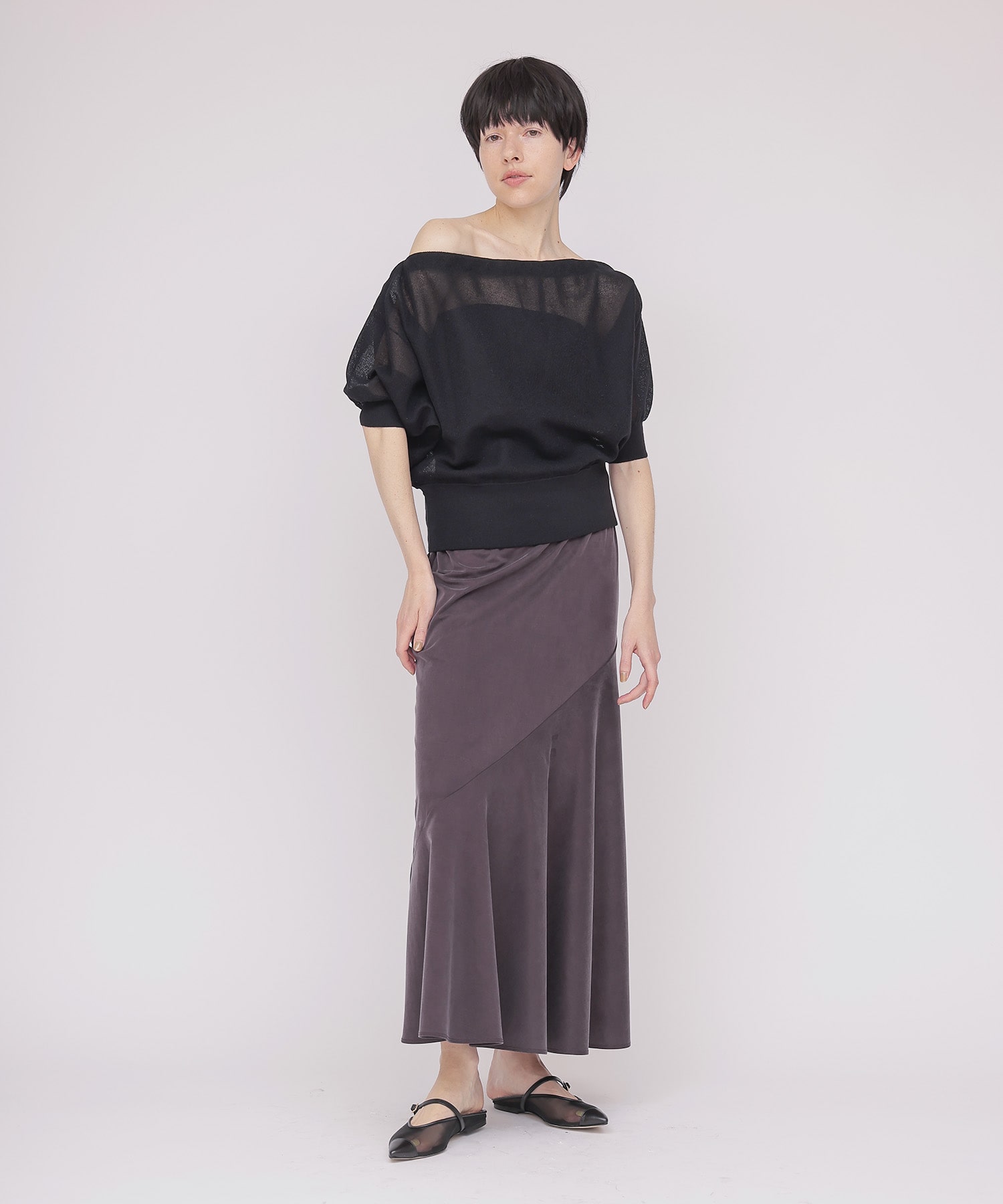 asymmetric flare jersey skirt