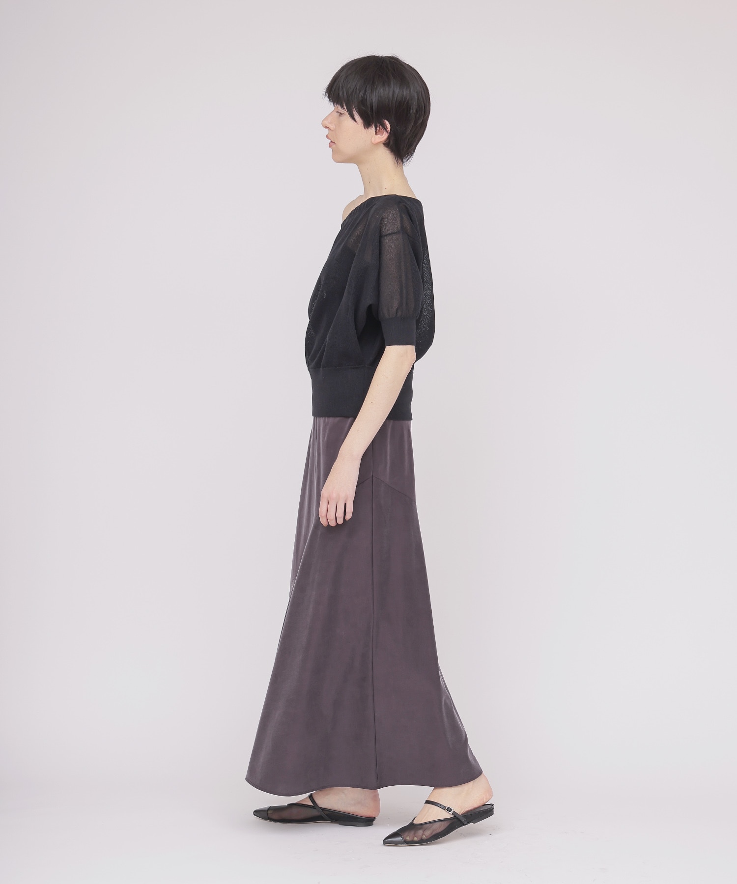 asymmetric flare jersey skirt