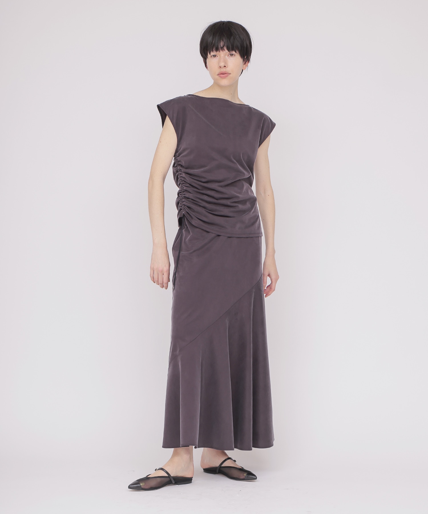 asymmetric flare jersey skirt