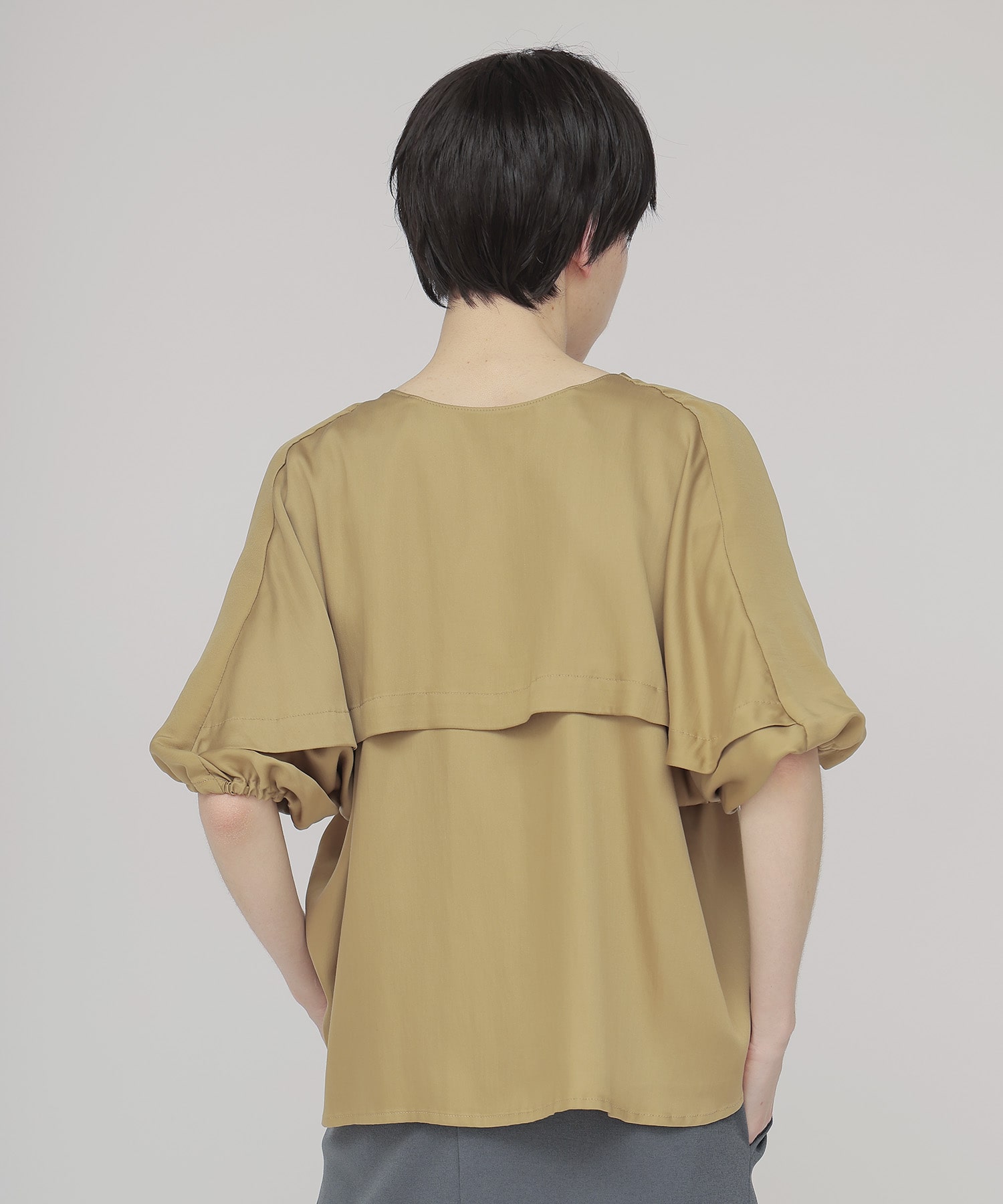 design yoke silky blouse