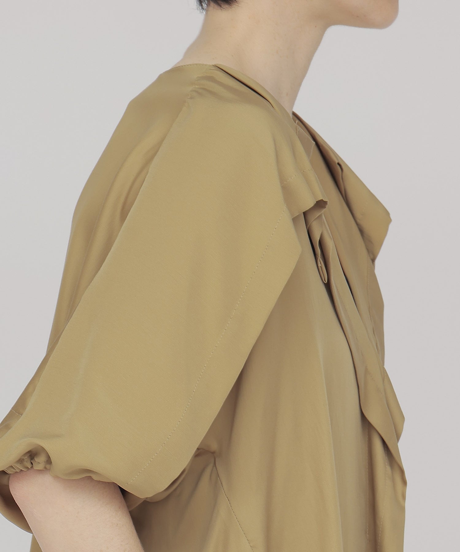 design yoke silky blouse