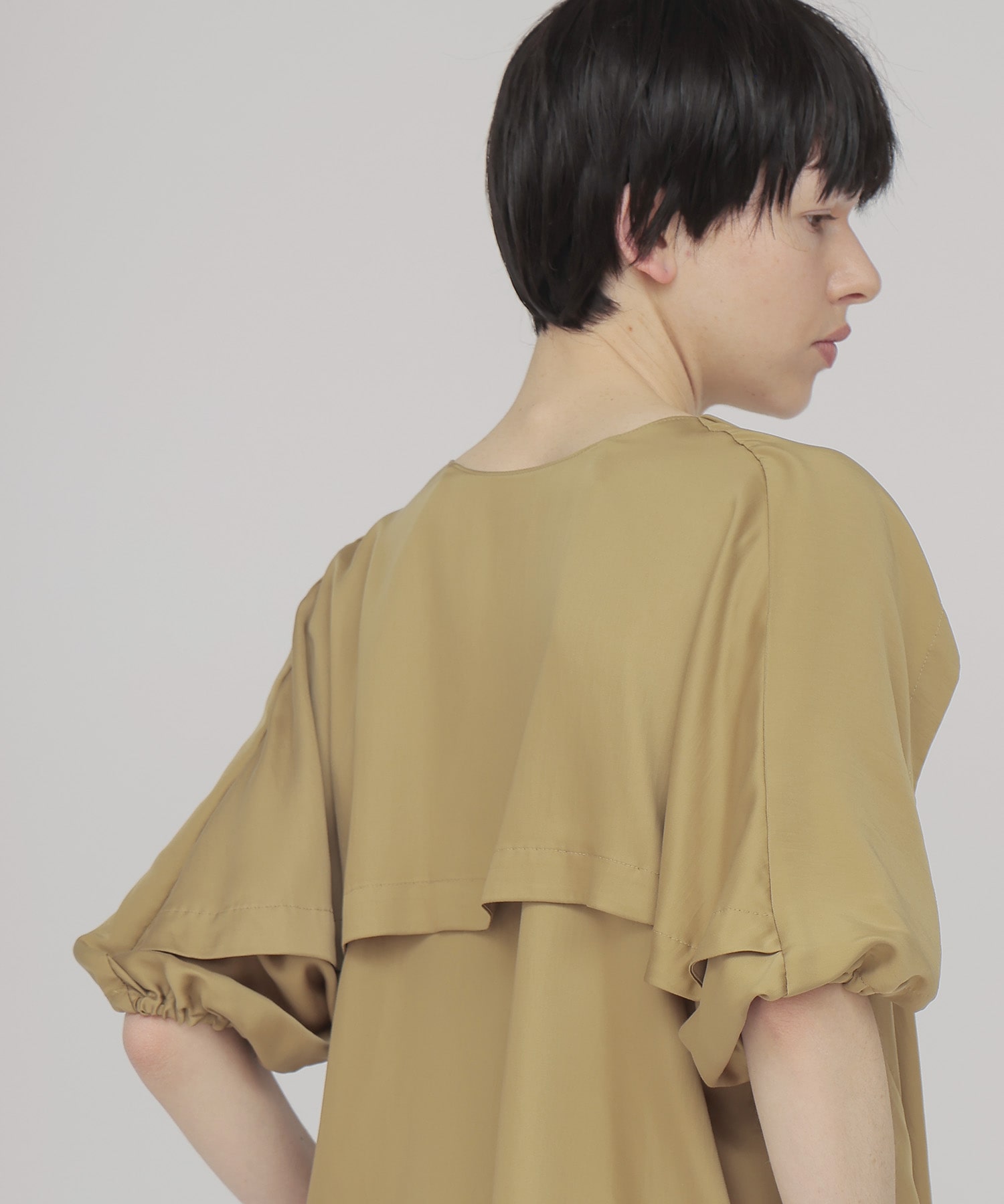 design yoke silky blouse
