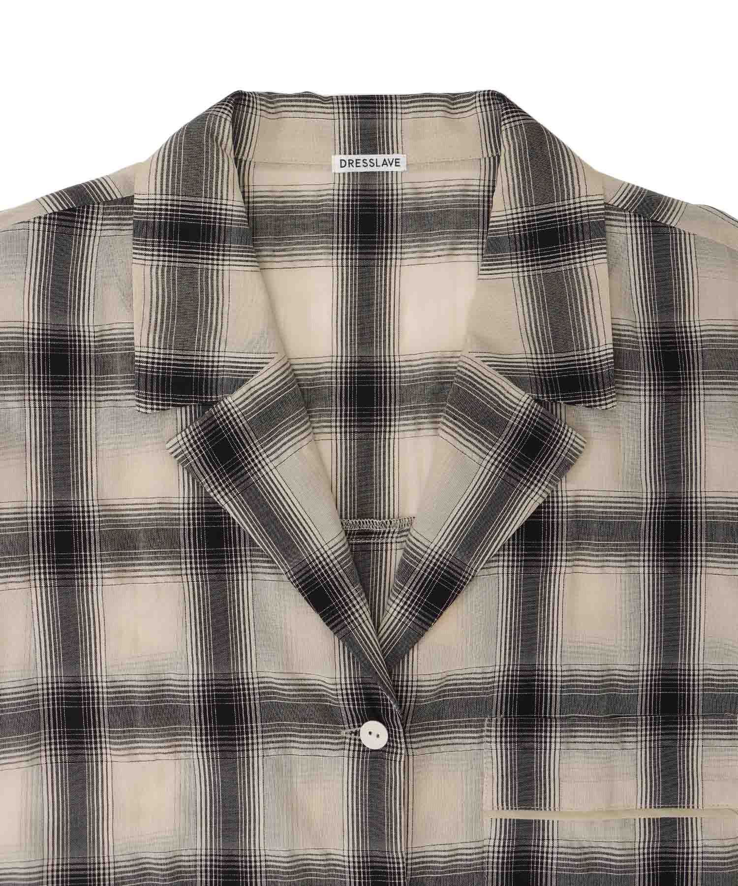 ombre check open collar shirt