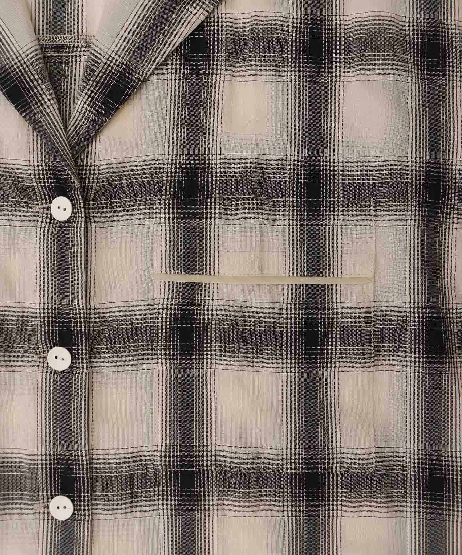 ombre check open collar shirt