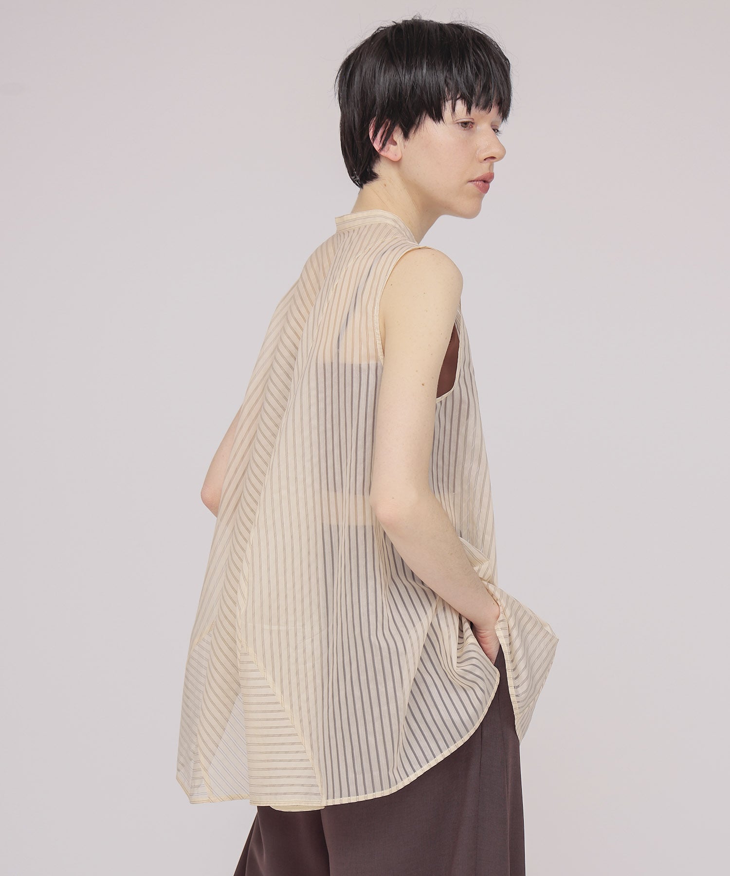 sheer stripe bow tie blouse
