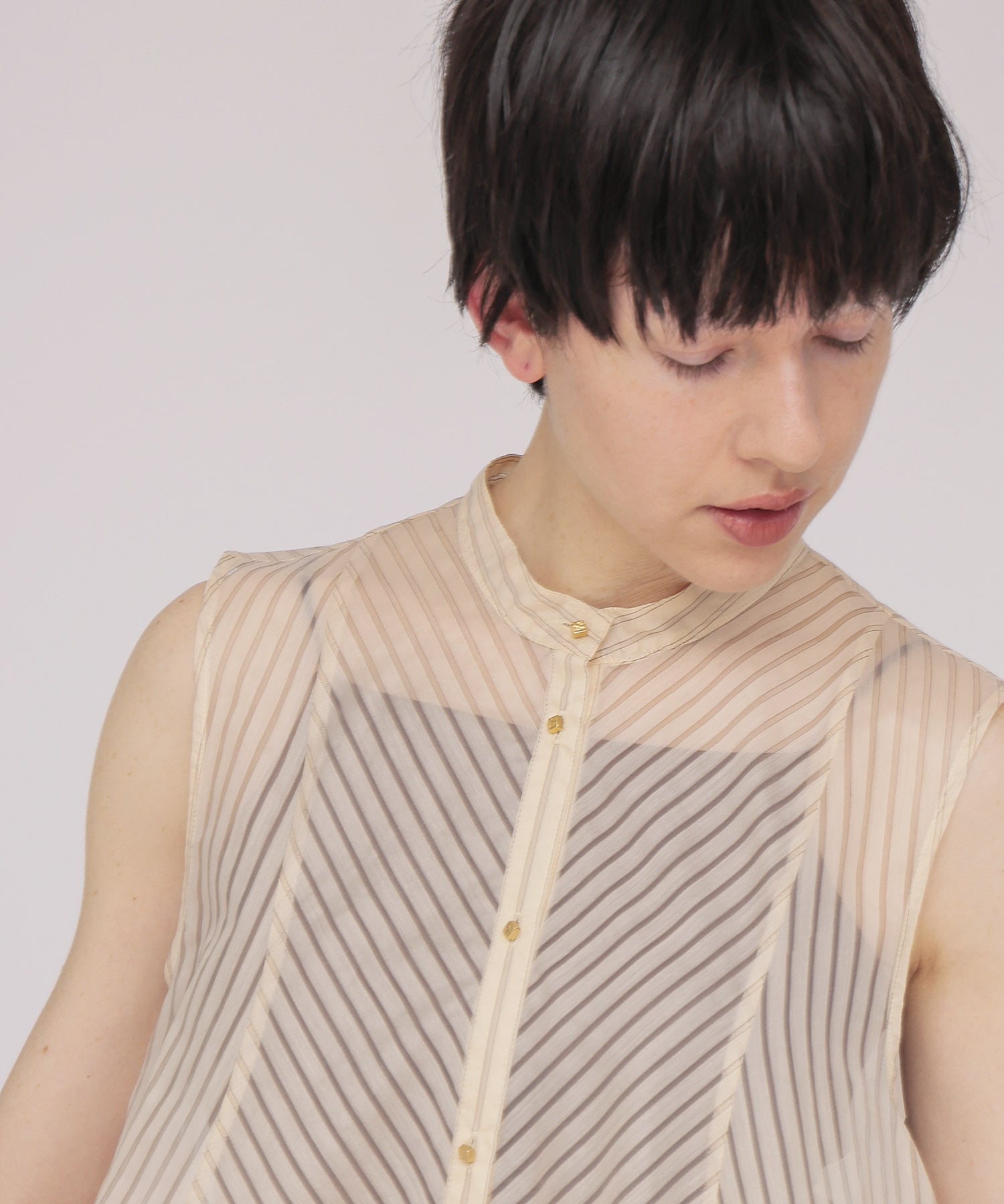 sheer stripe bow tie blouse