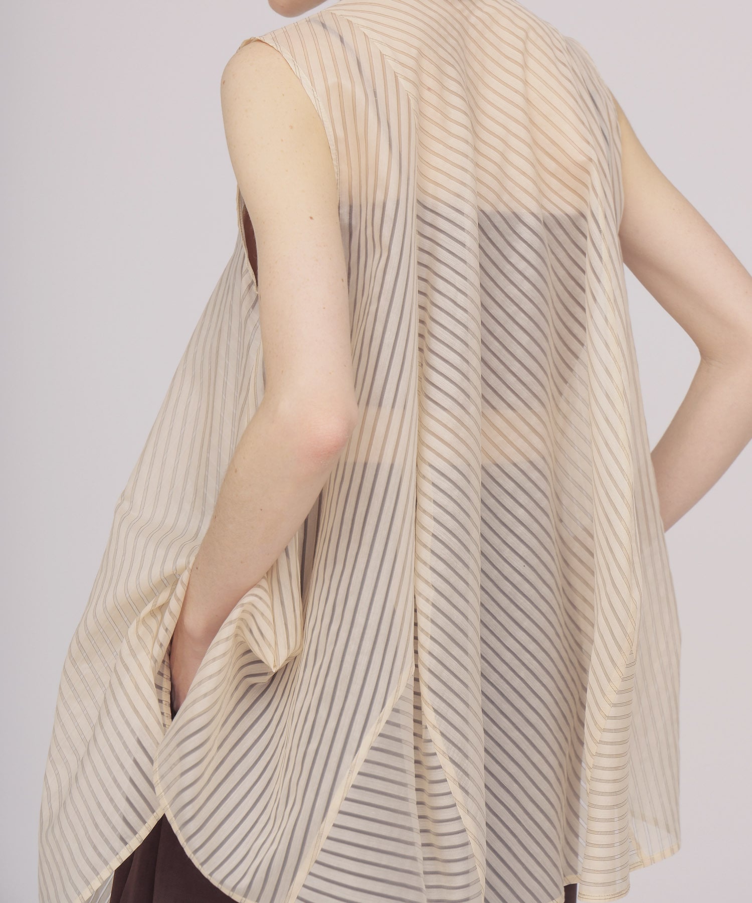 sheer stripe bow tie blouse