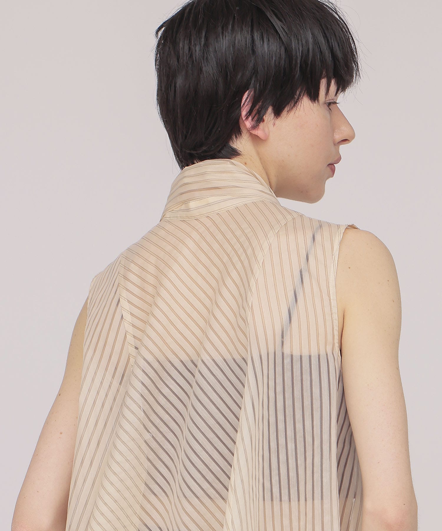 sheer stripe bow tie blouse