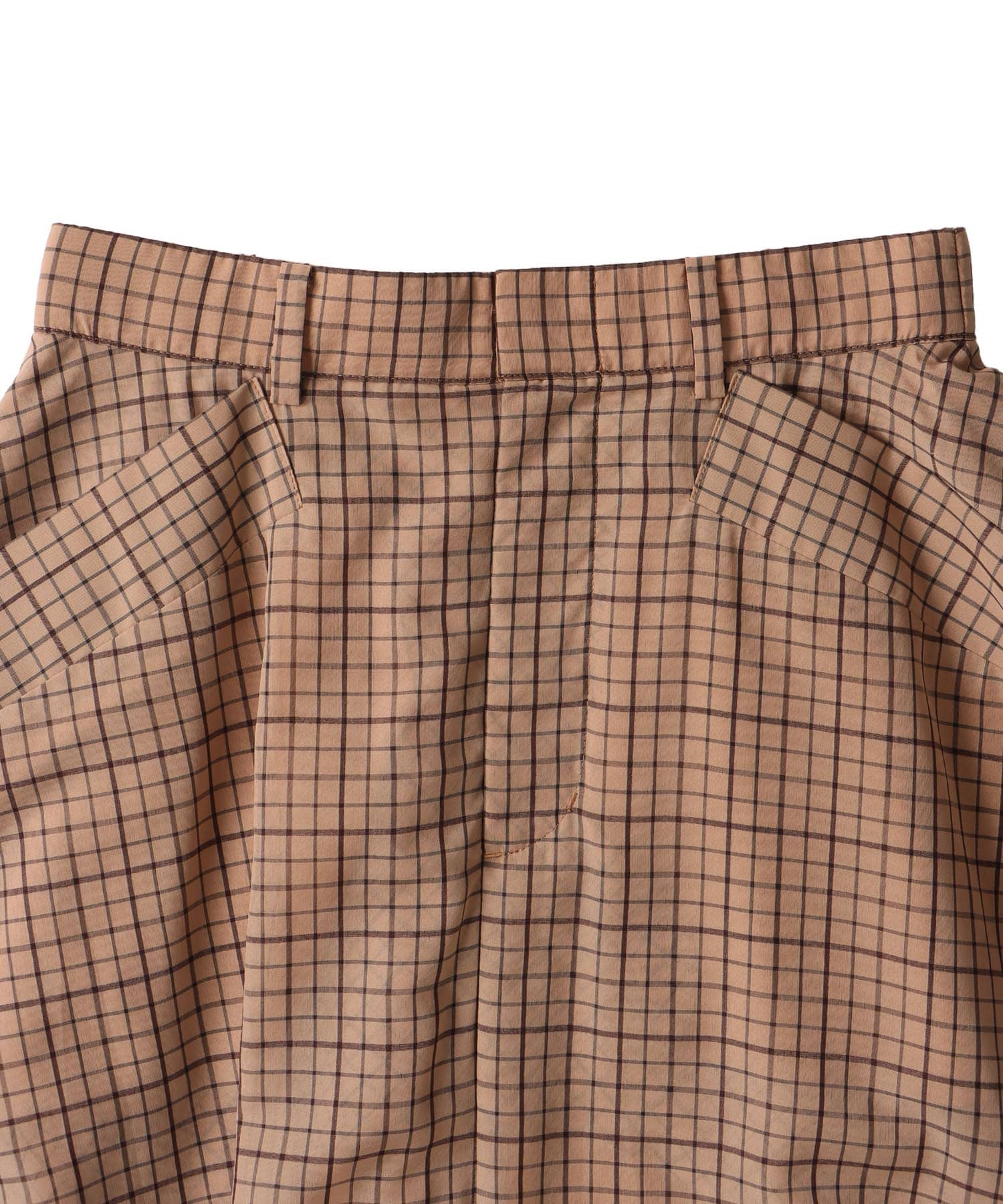 sheer check irregular hem skirt