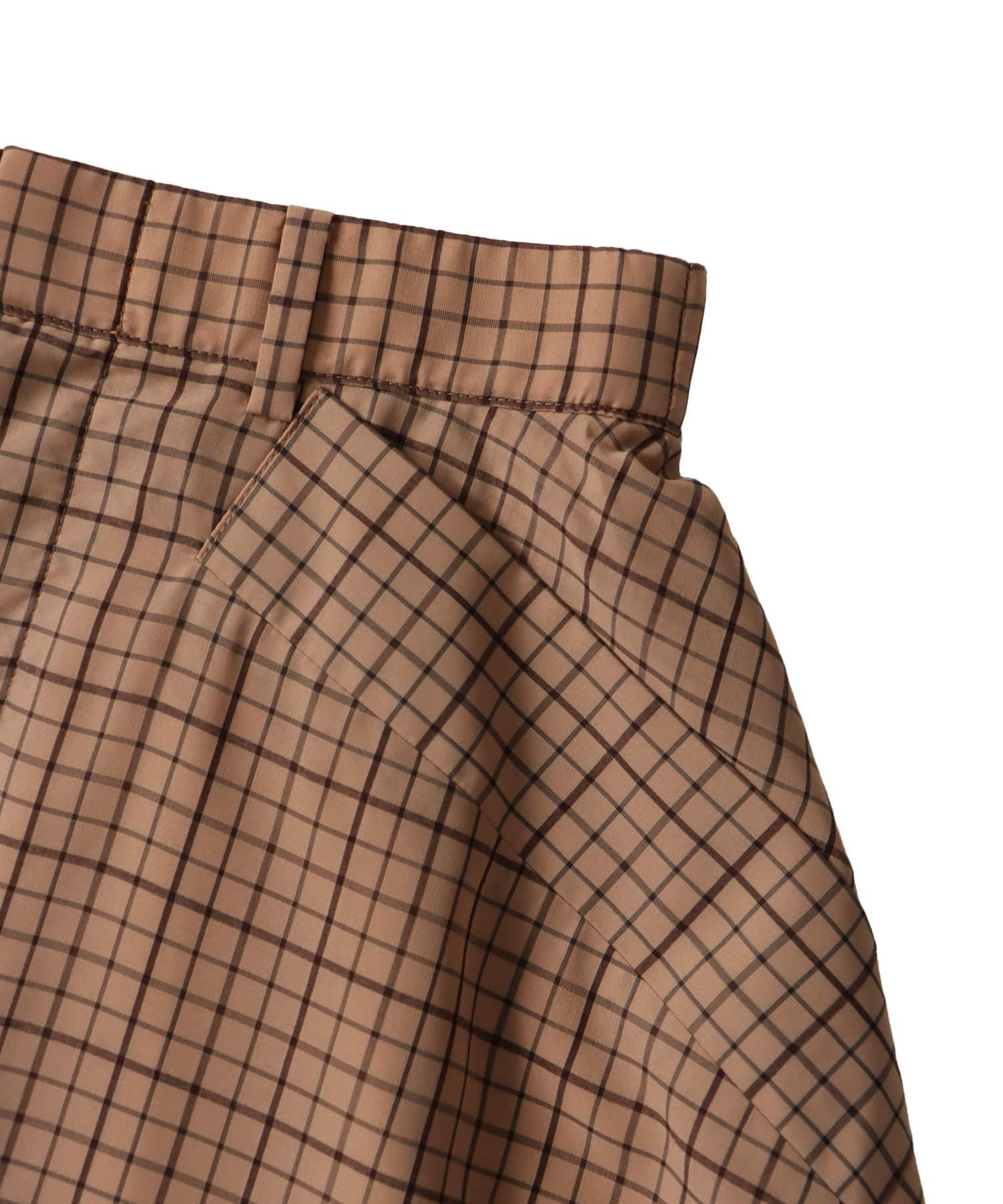 sheer check irregular hem skirt