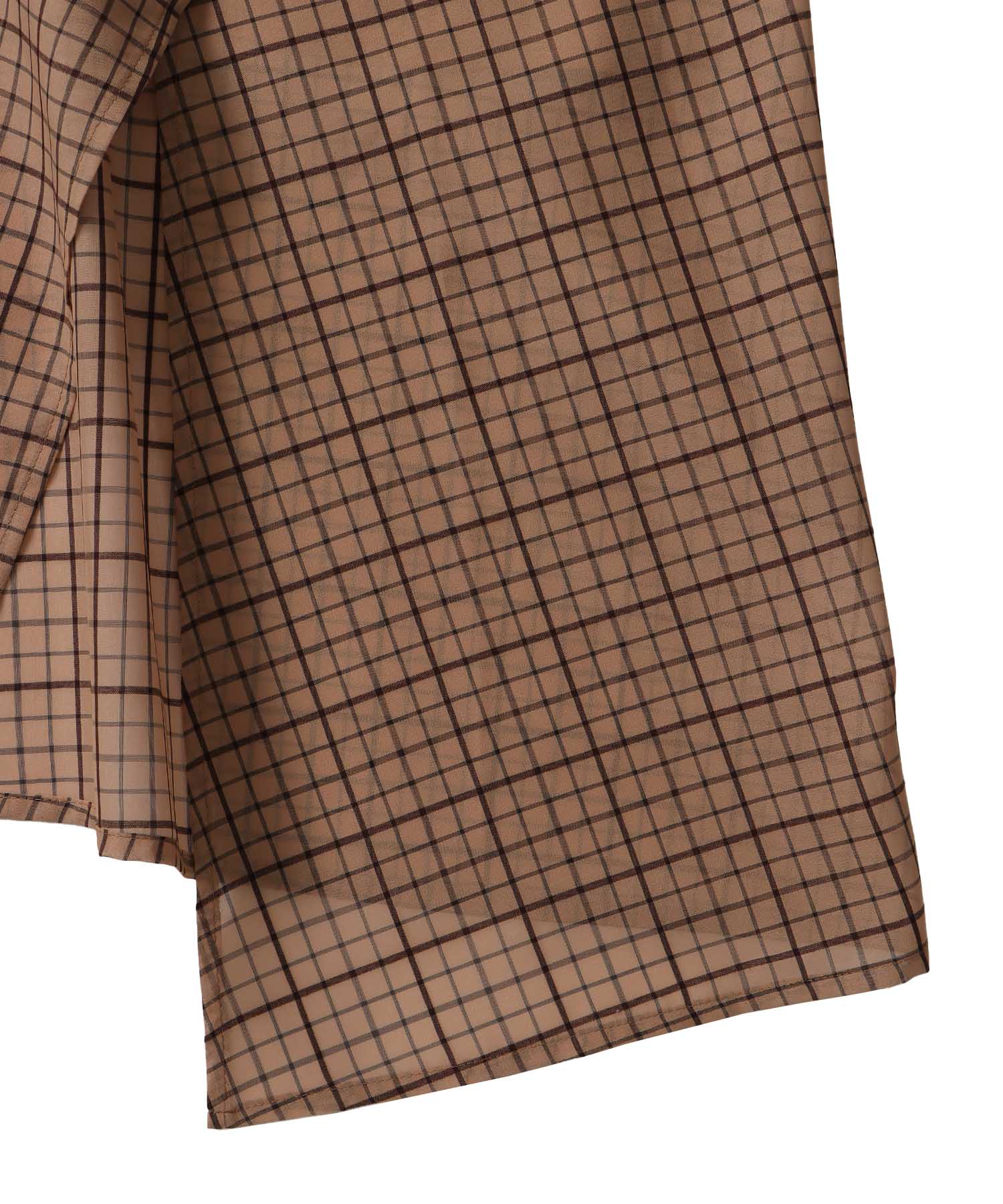 sheer check irregular hem skirt