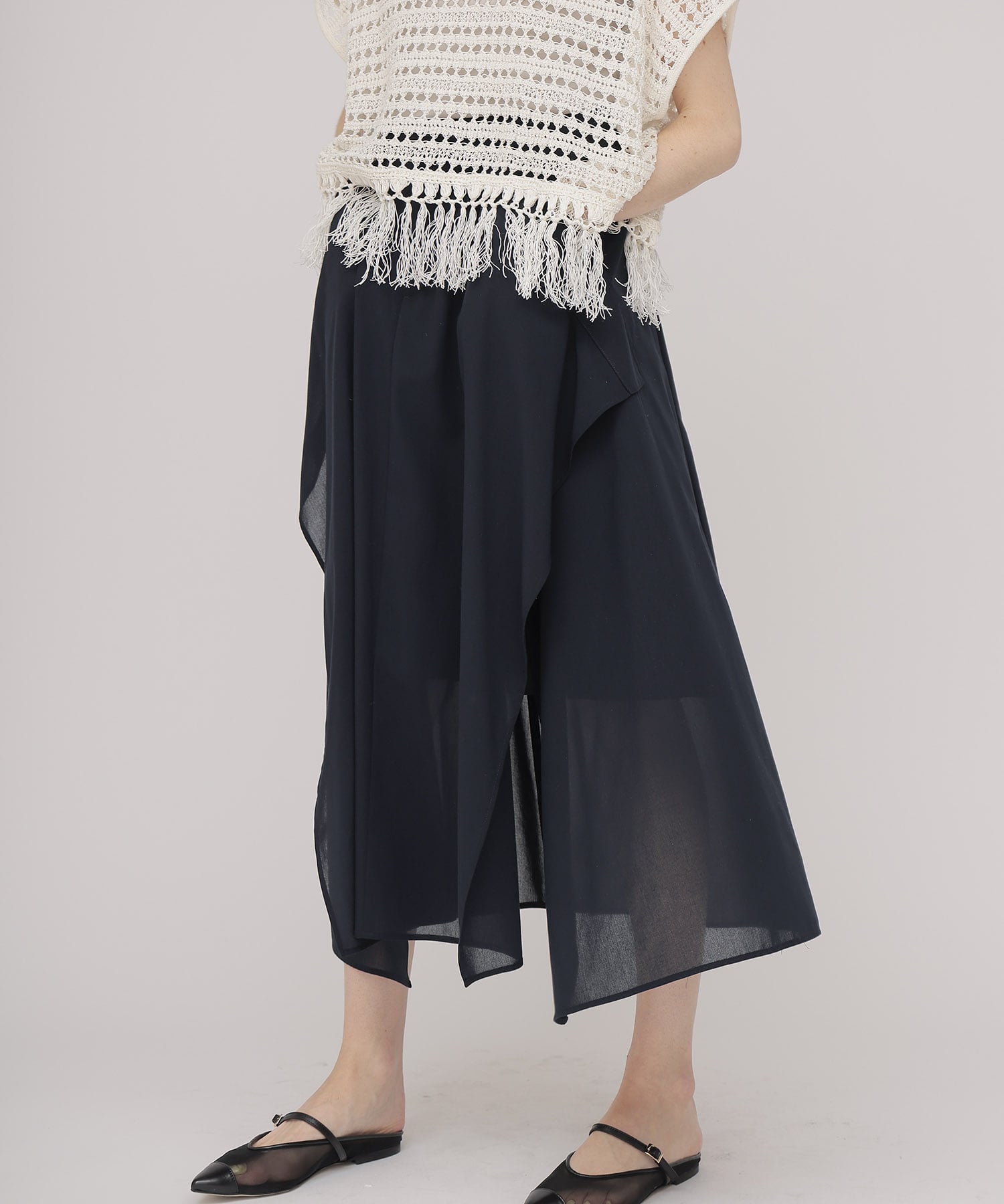 sheer irregular hem skirt