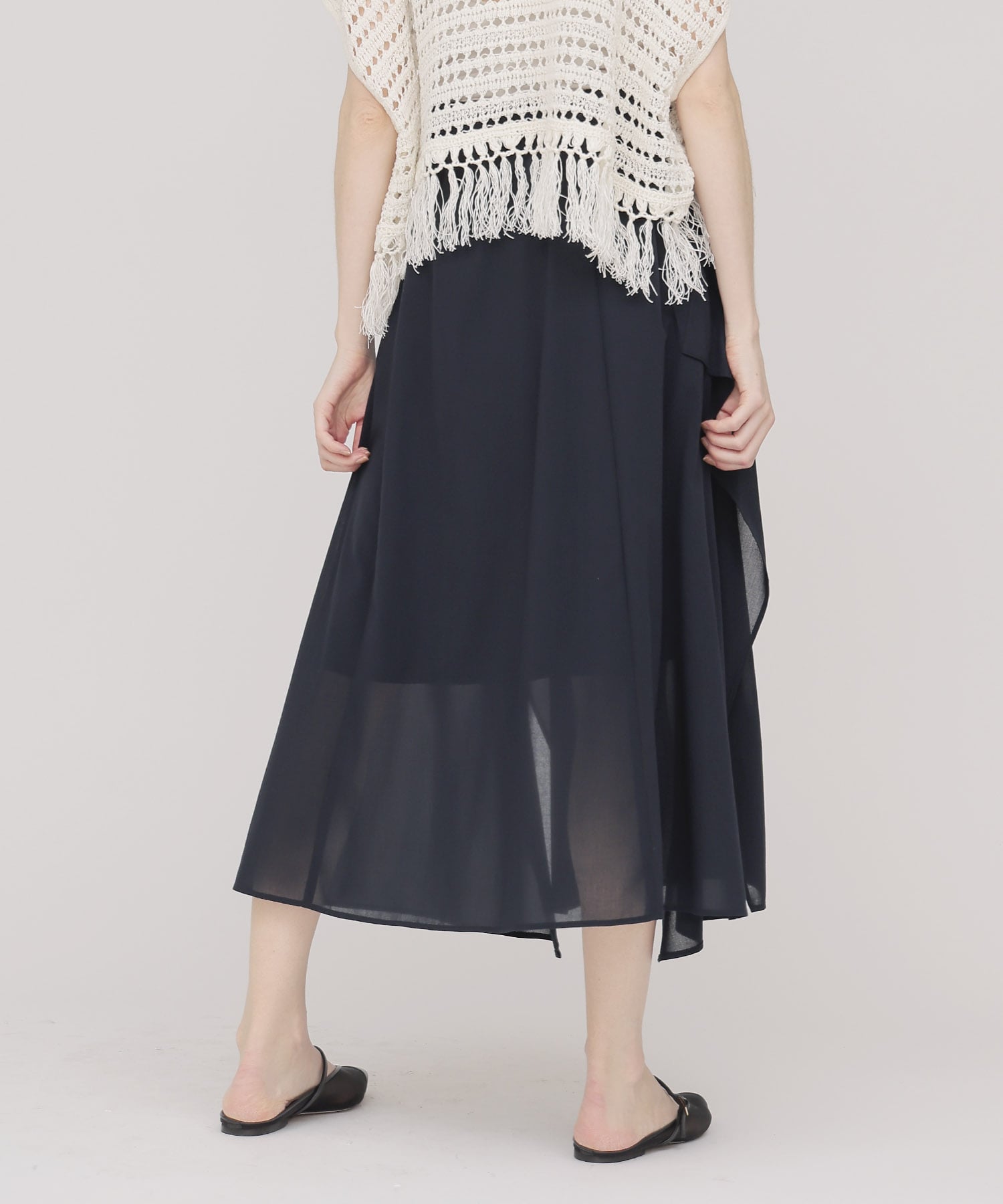 sheer irregular hem skirt