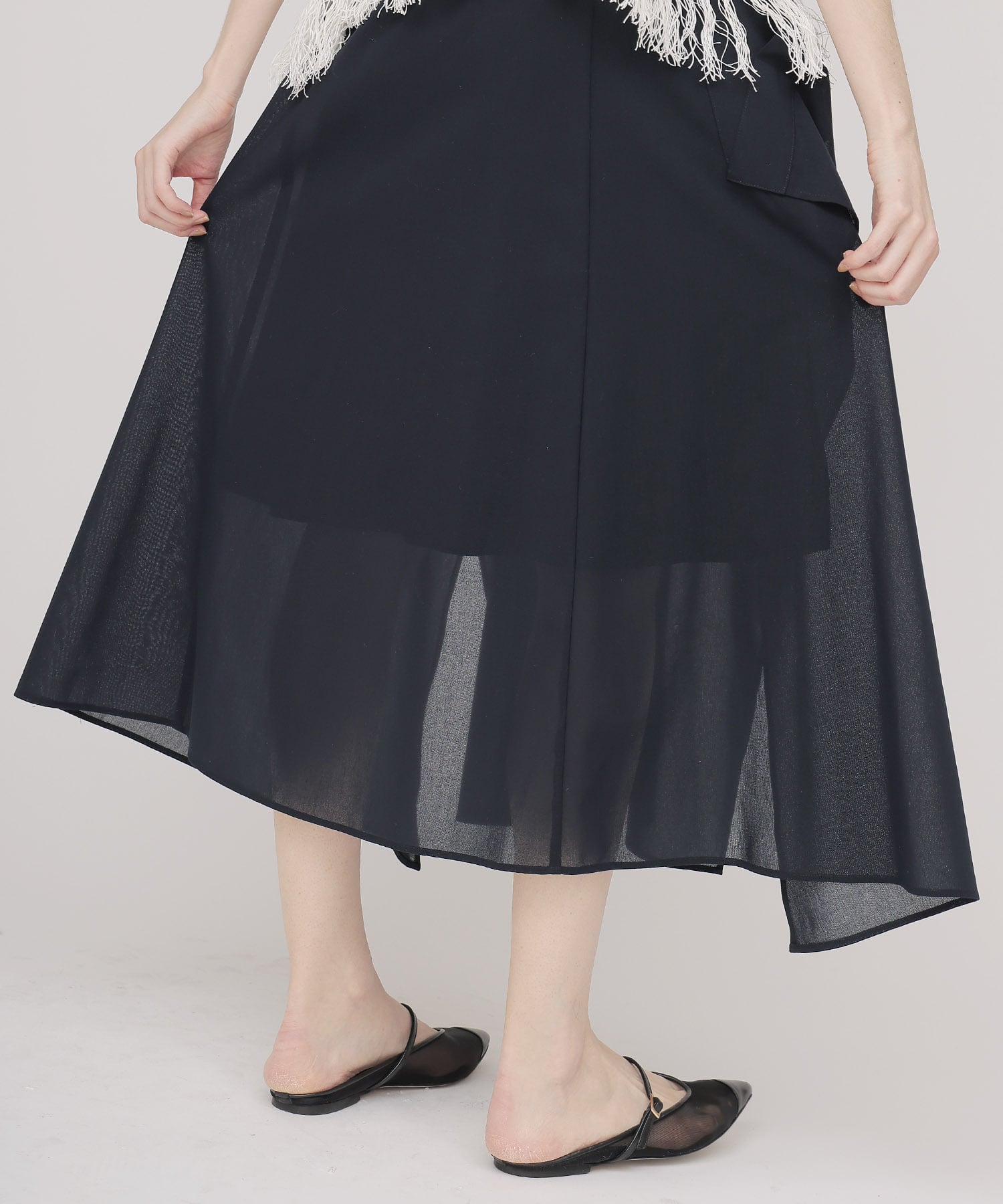 sheer irregular hem skirt