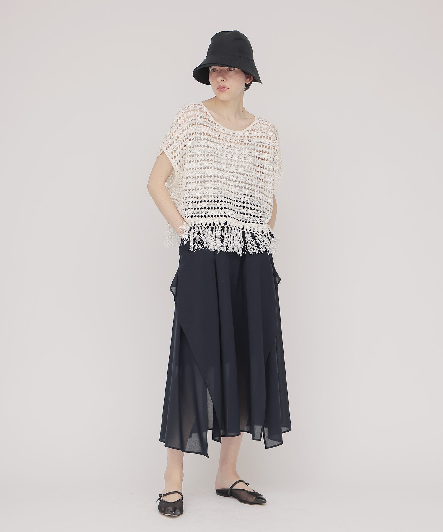 sheer irregular hem skirt