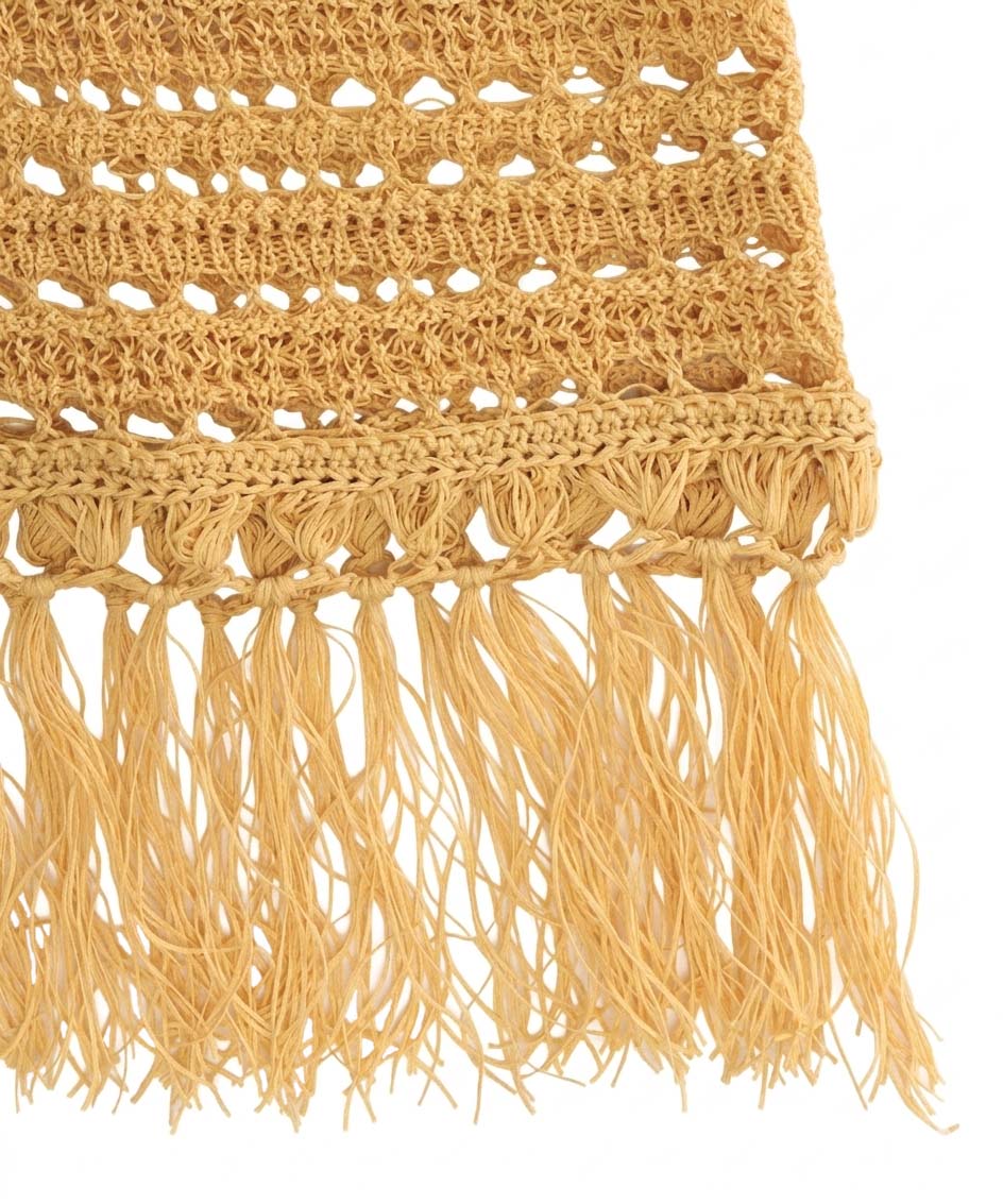 eyelet fringe knit pullover