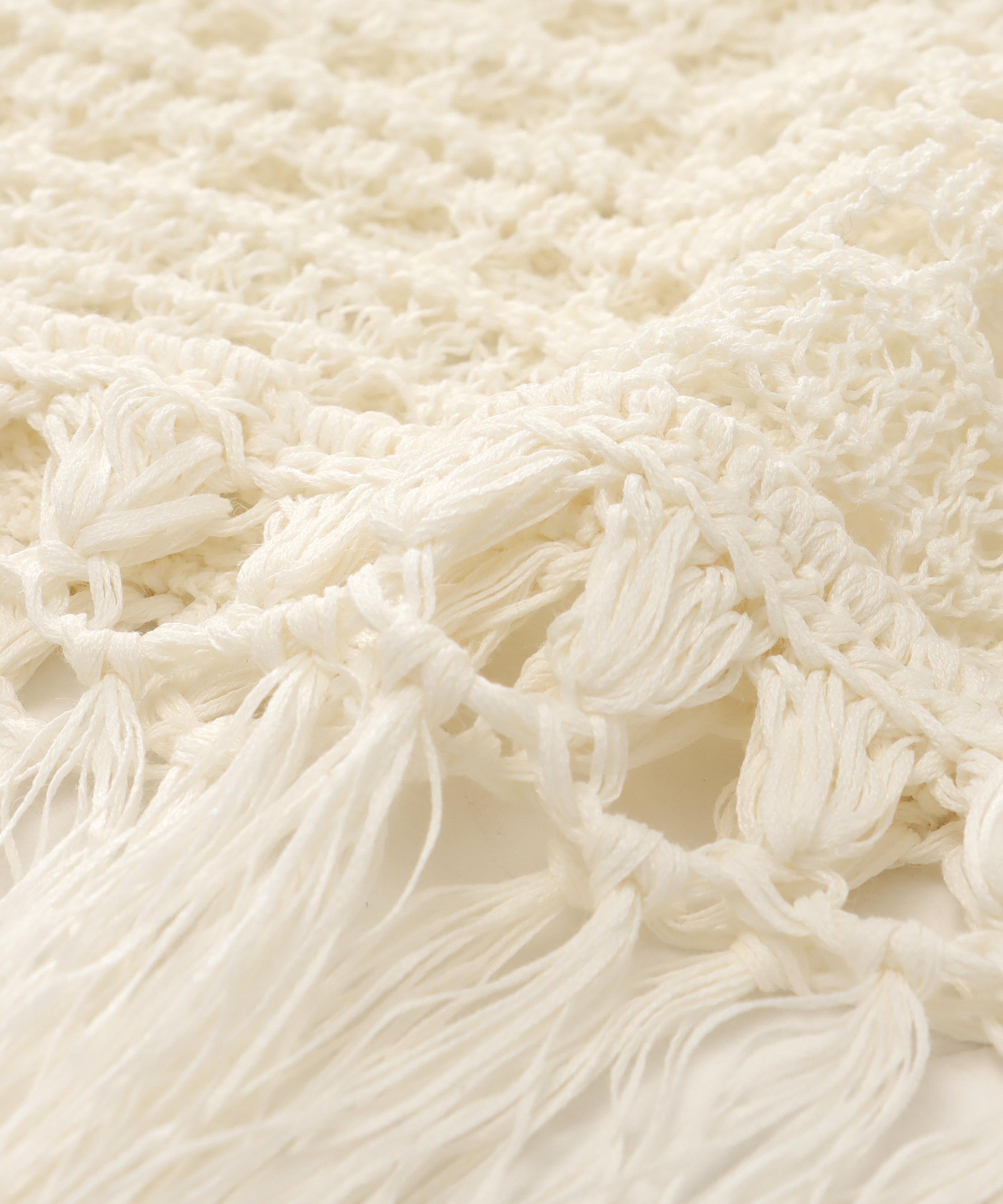 eyelet fringe knit pullover