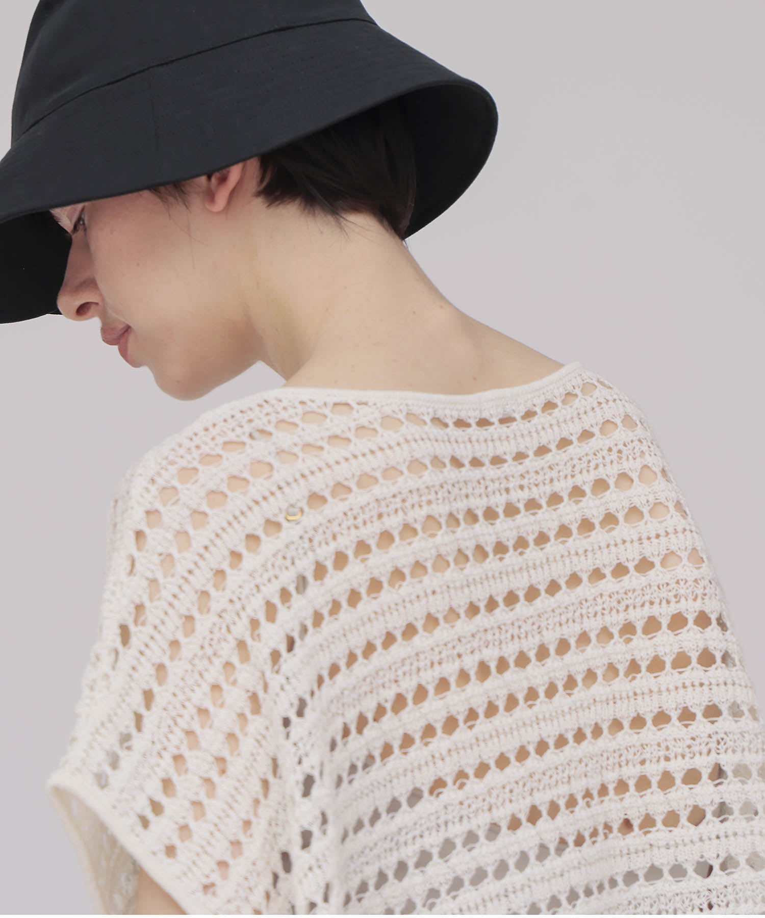 eyelet fringe knit pullover