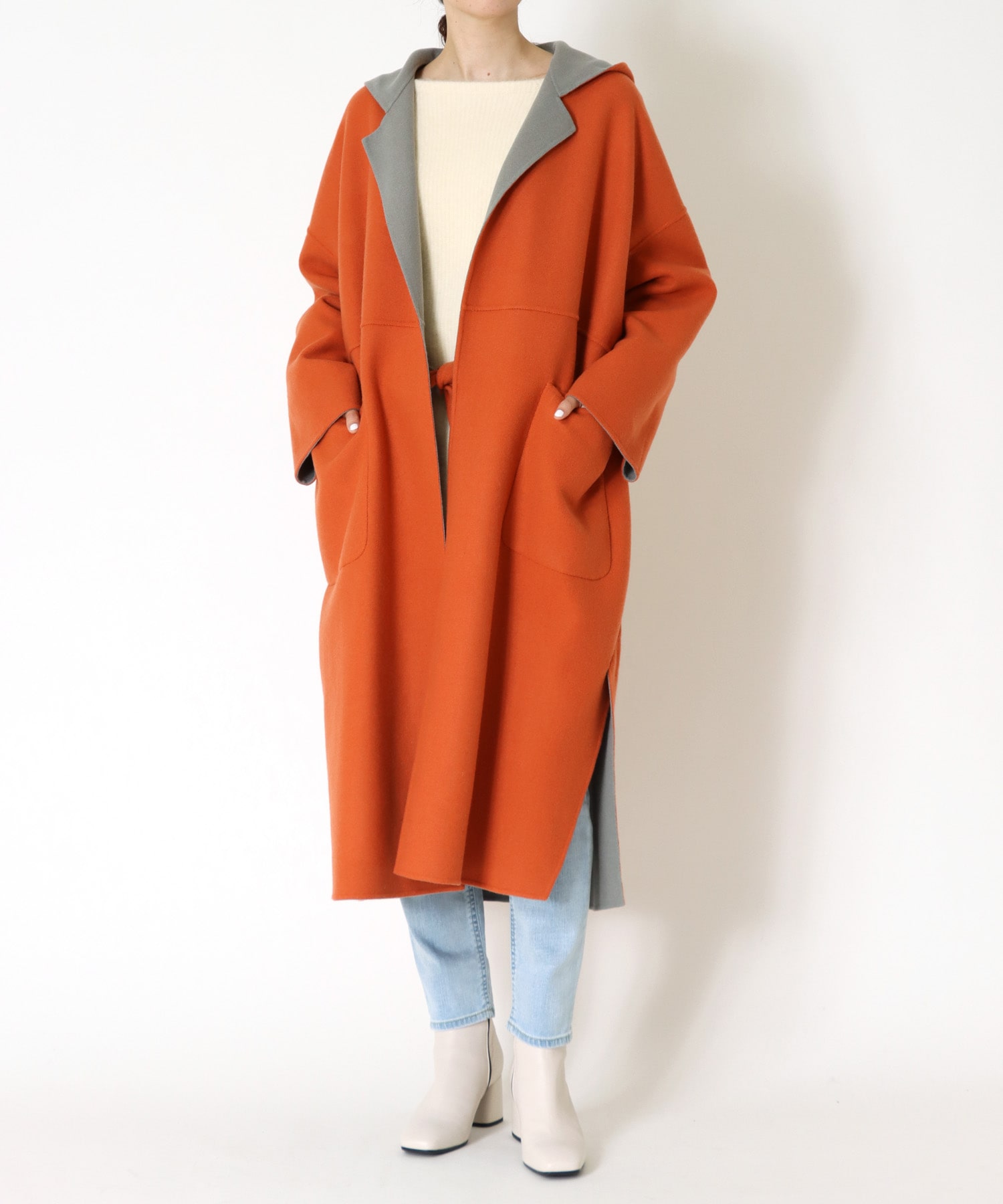rever hooded long coat