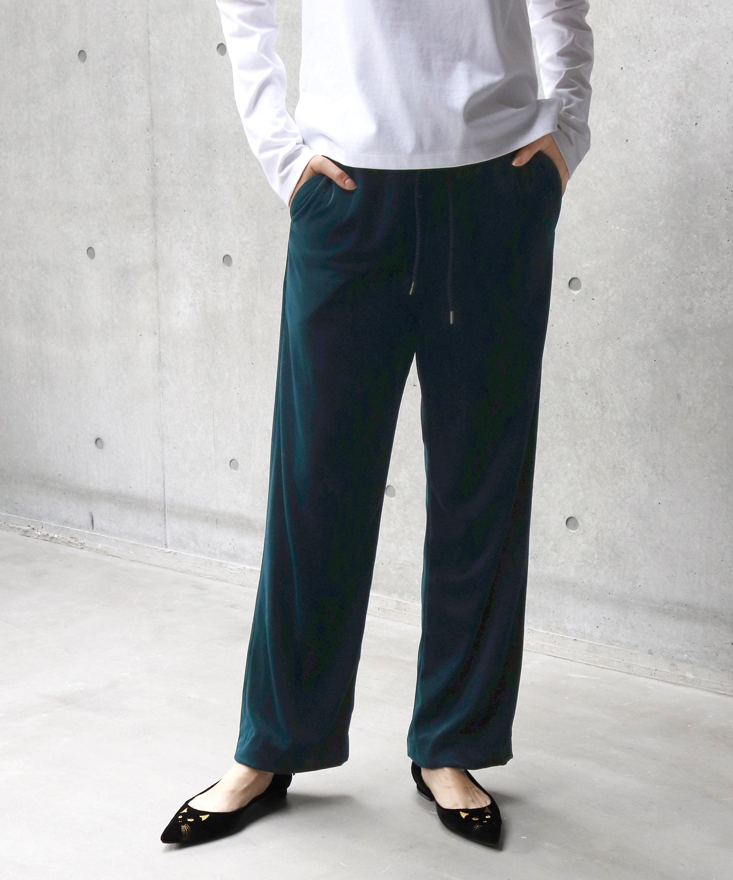 acetate velor relax pants
