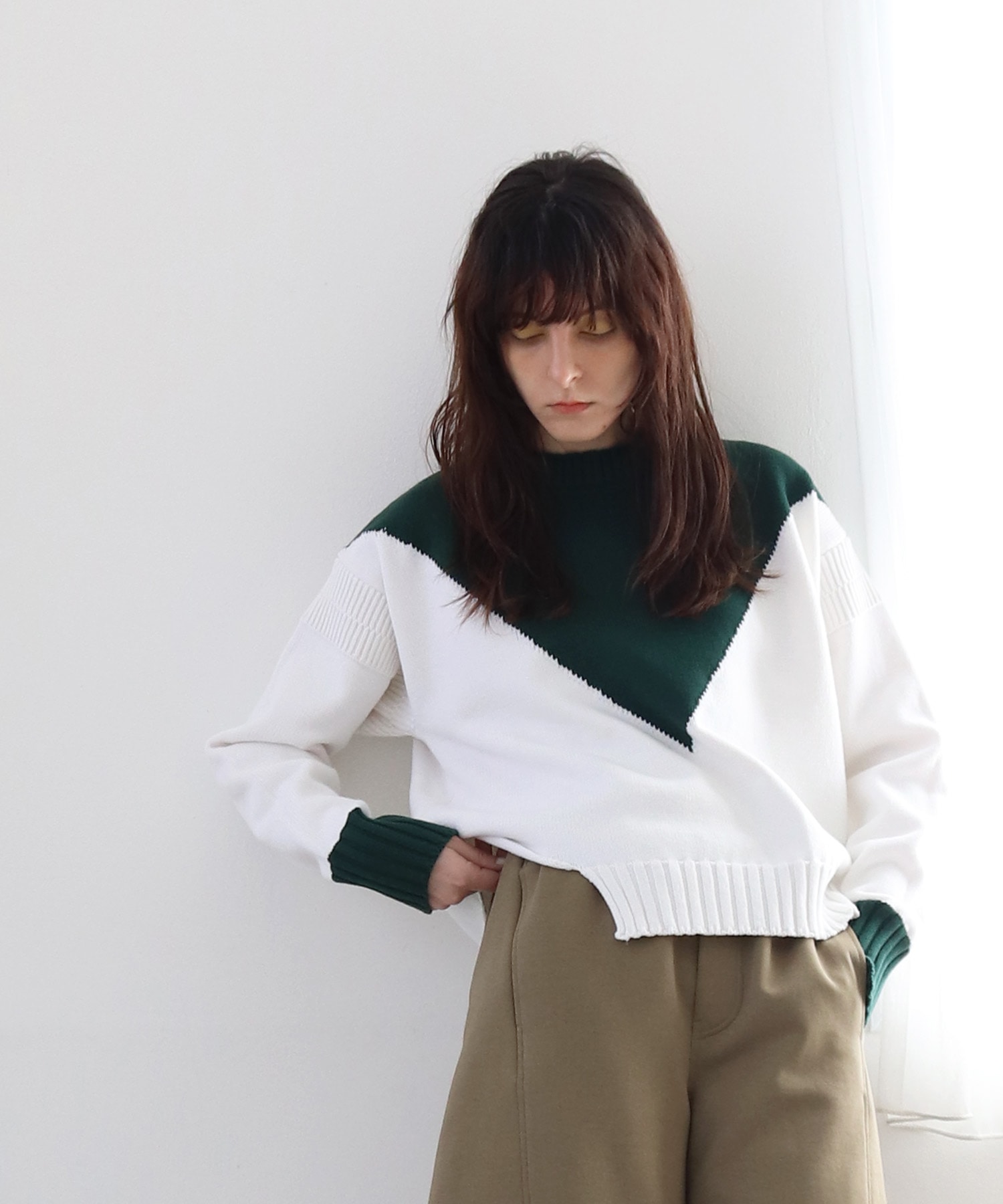 color block knit pullover