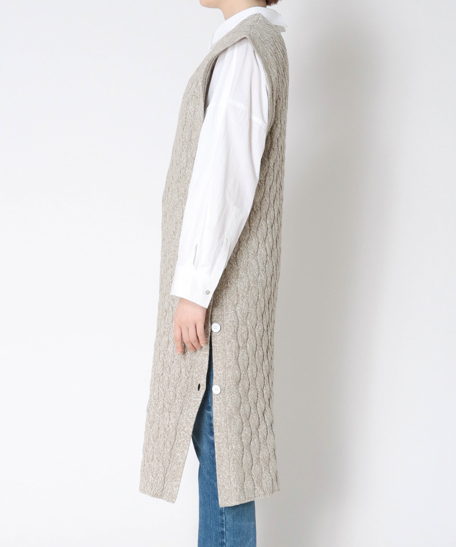 cable long&leen knit vest