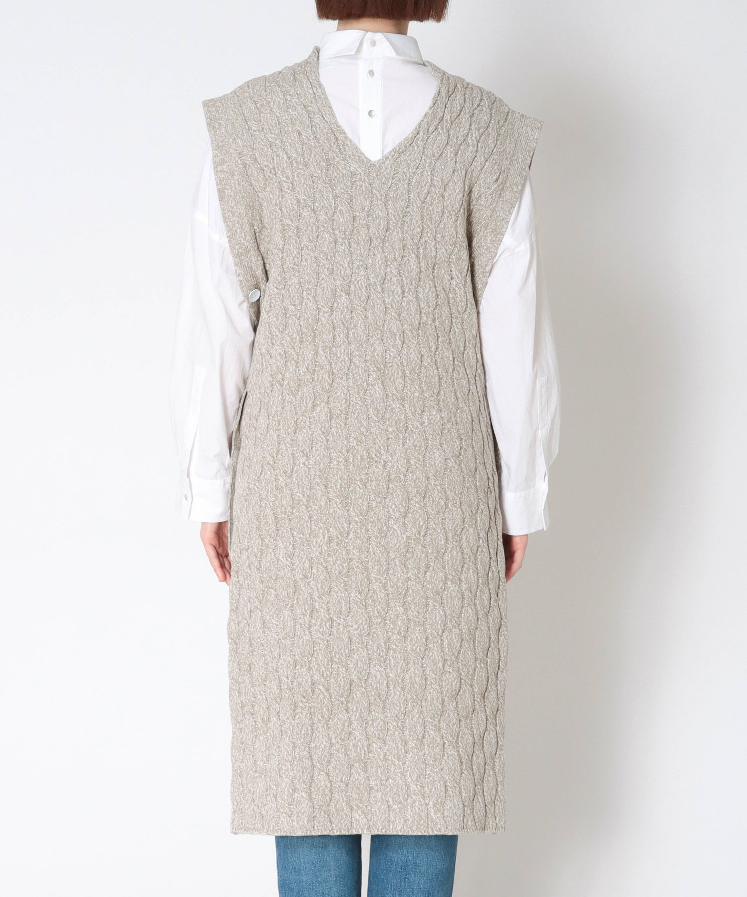 cable long&leen knit vest