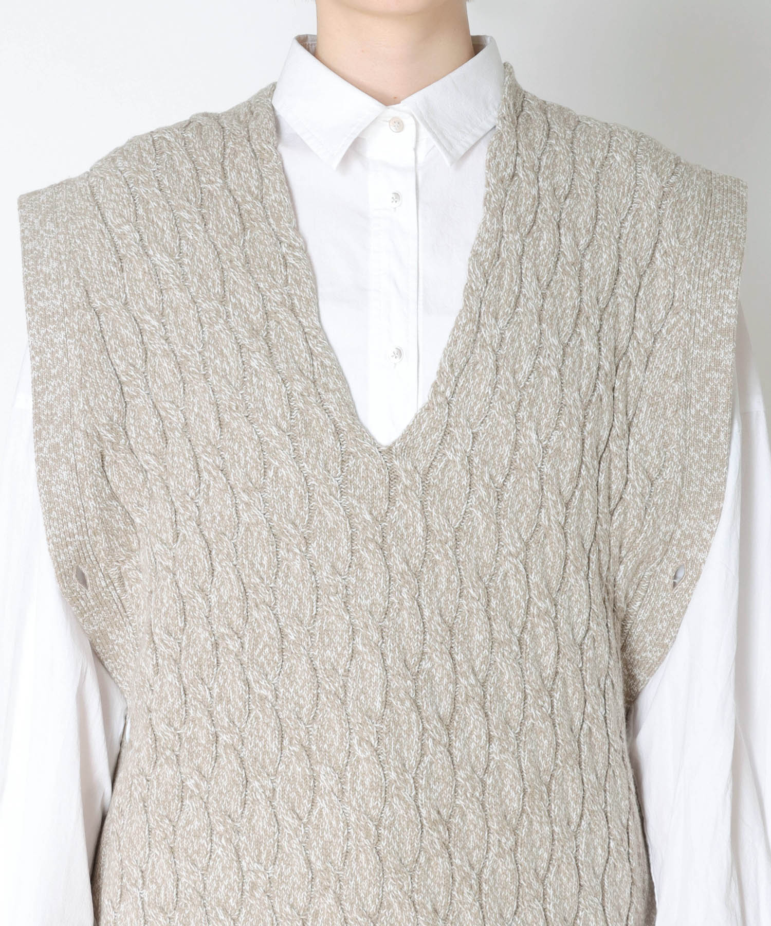 cable long&leen knit vest