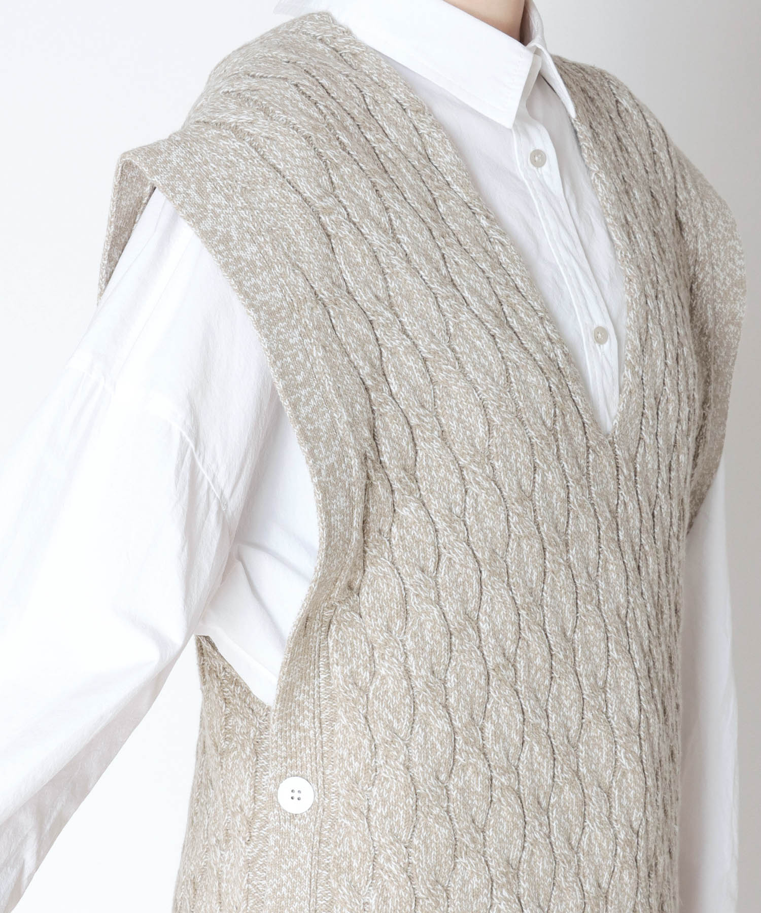 cable long&leen knit vest