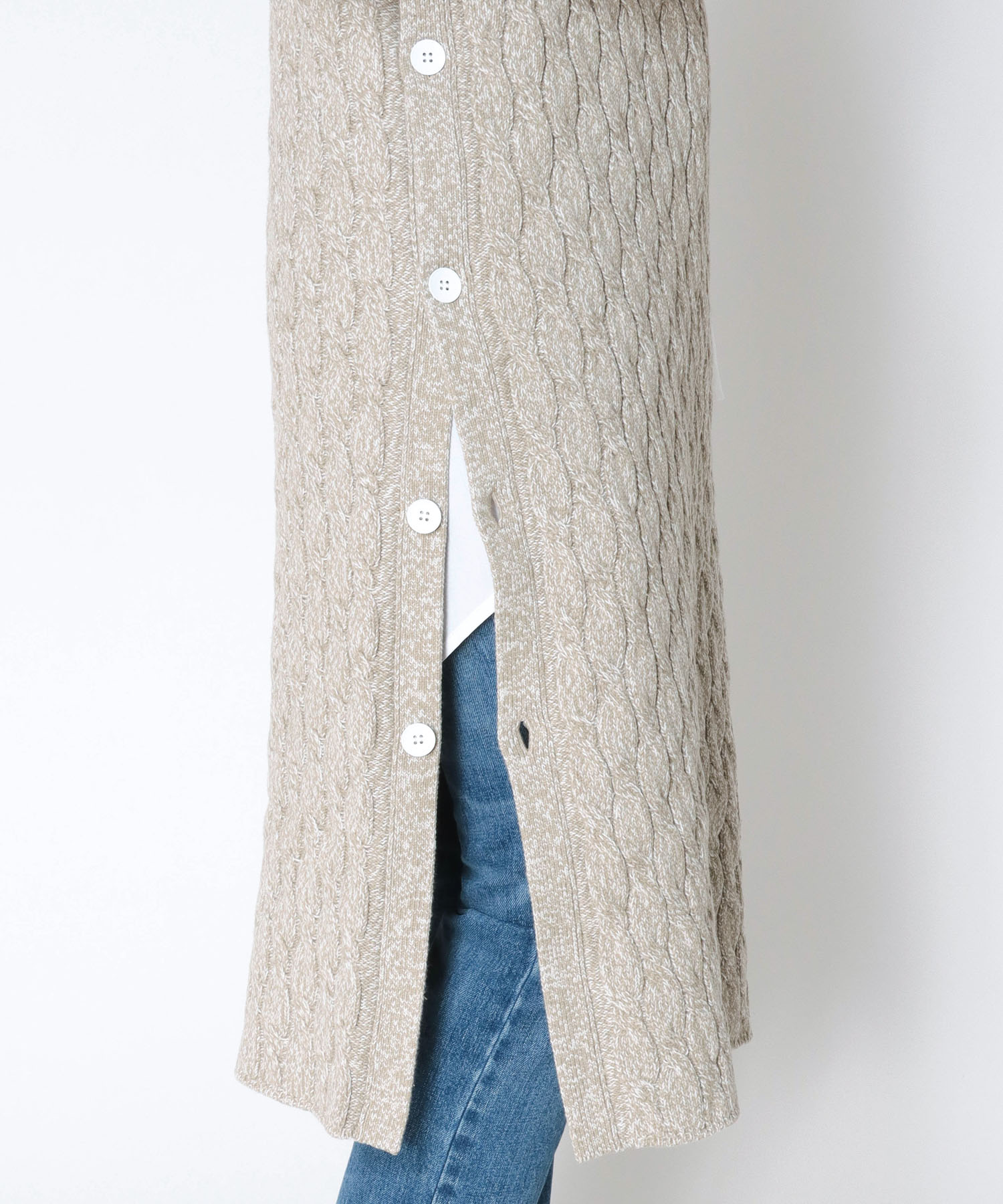 cable long&leen knit vest