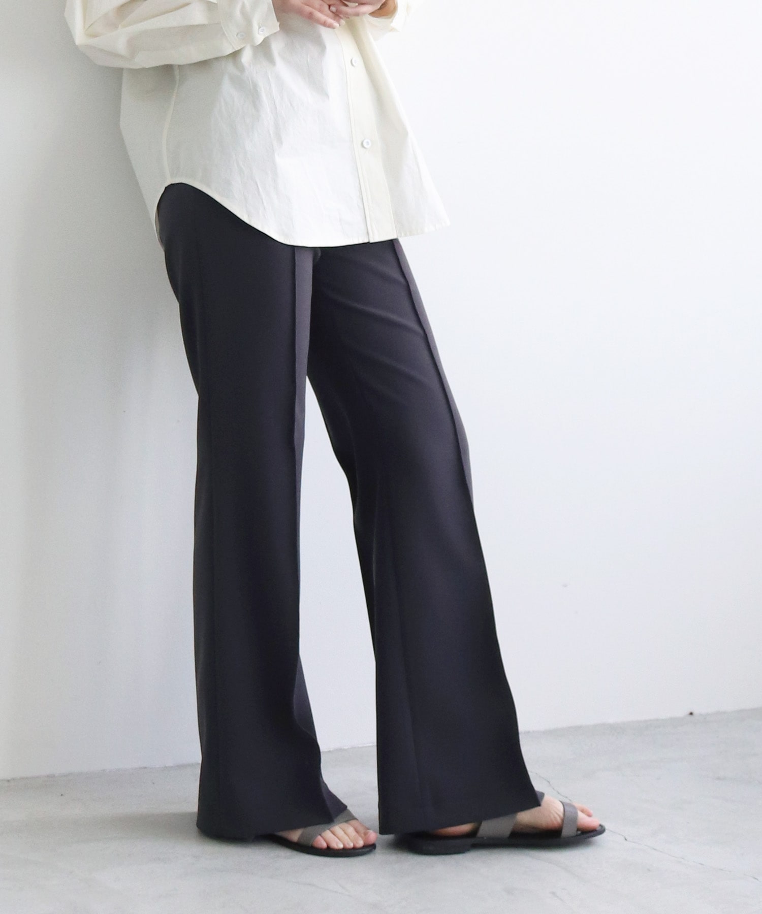 double cloth stretch flare pants