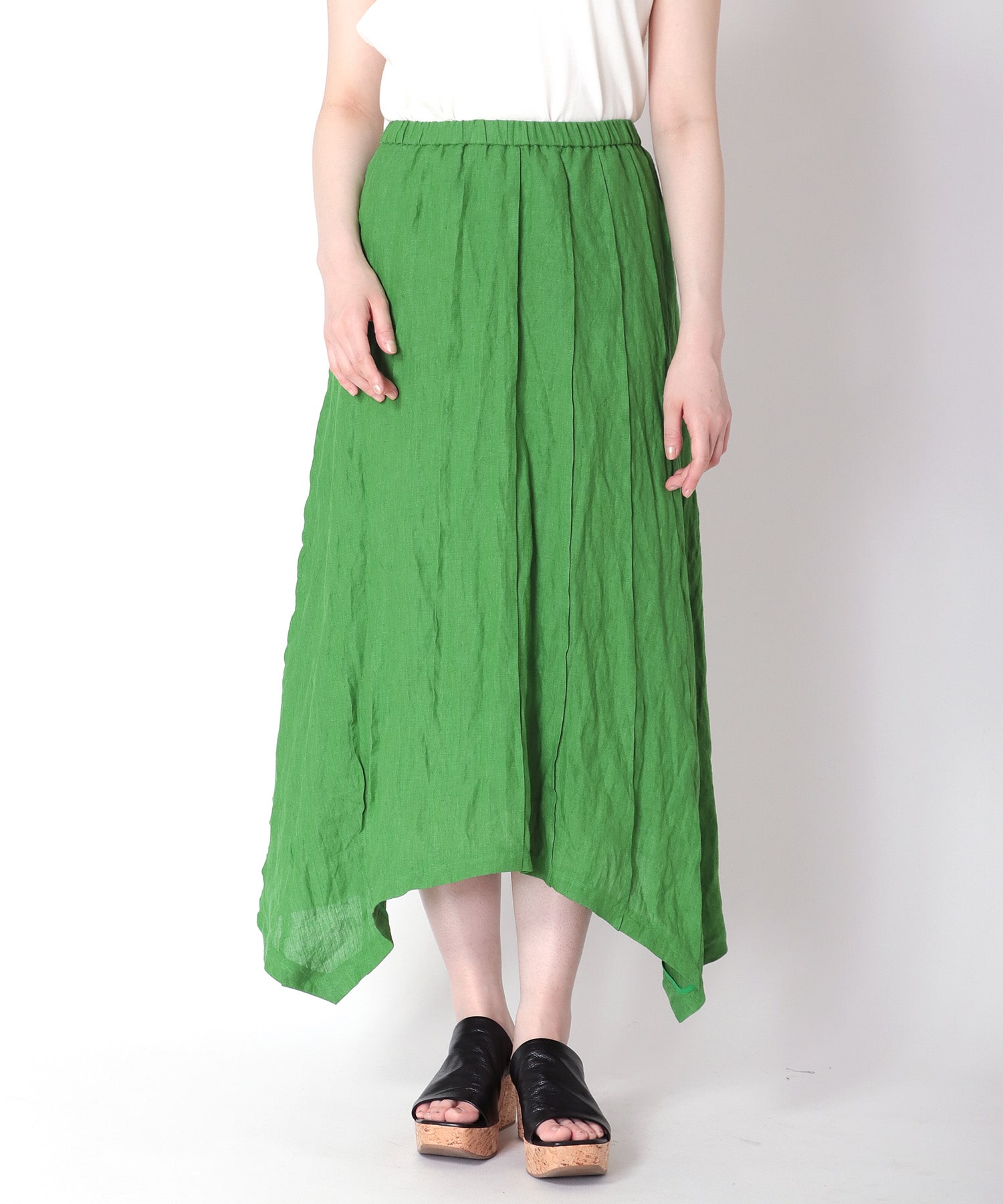 hemp pintuck asymmetric skirt