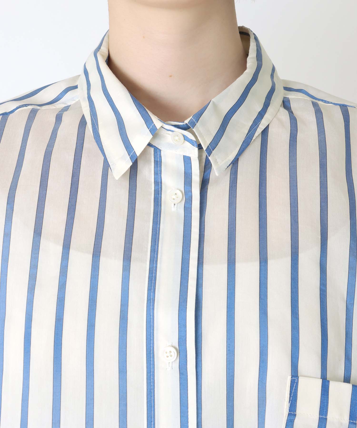 cotton silk stripe cache-coeur shirt