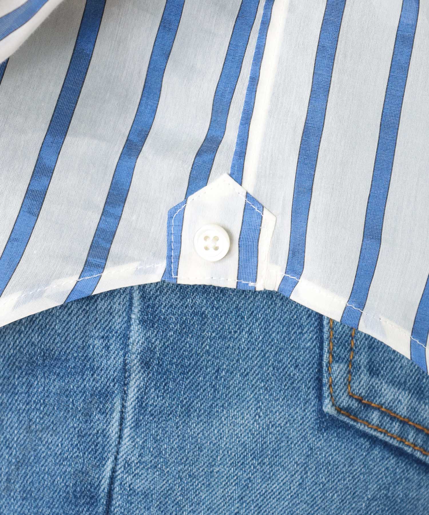 cotton silk stripe cache-coeur shirt