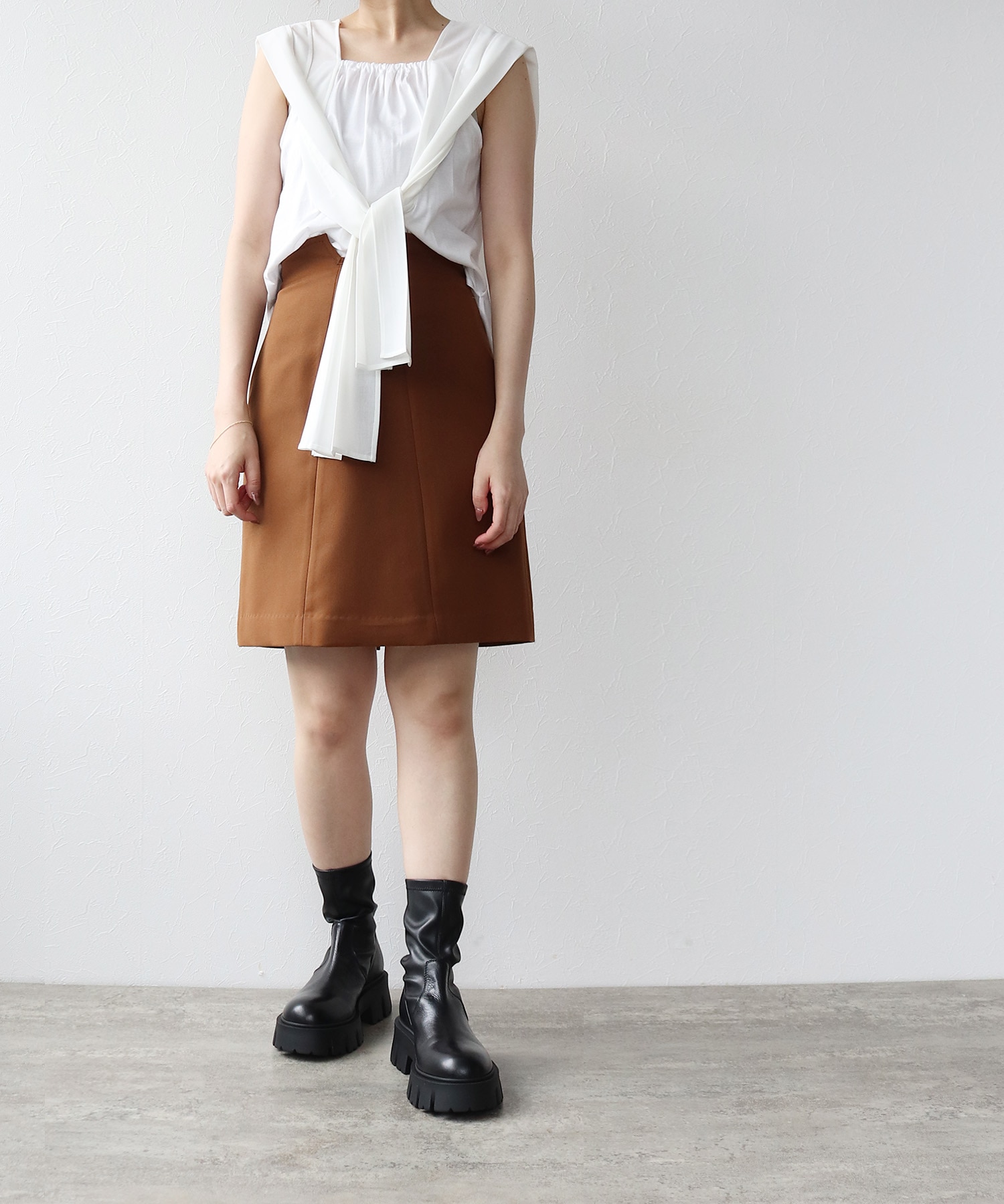 double cloth mini tight skirt