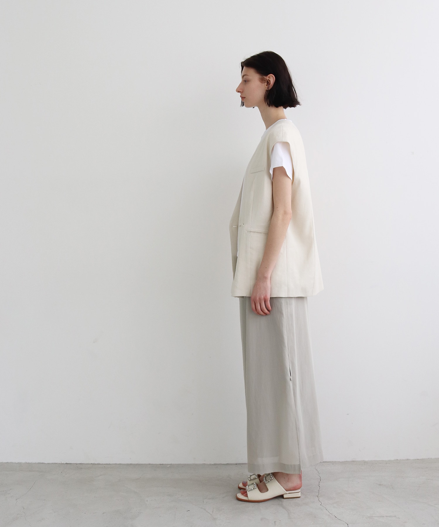 cupra cotton side slit long skirt