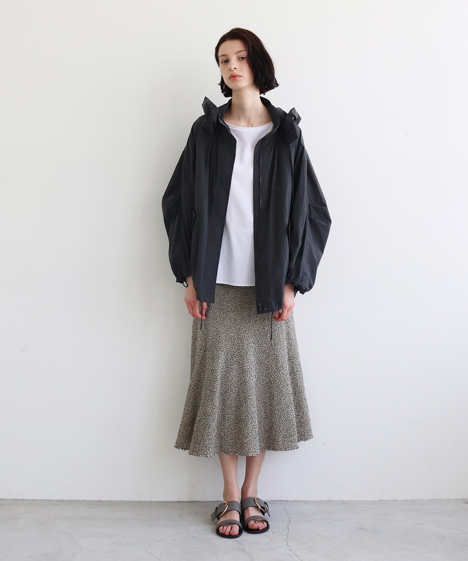 tweed knit panel flare skirt