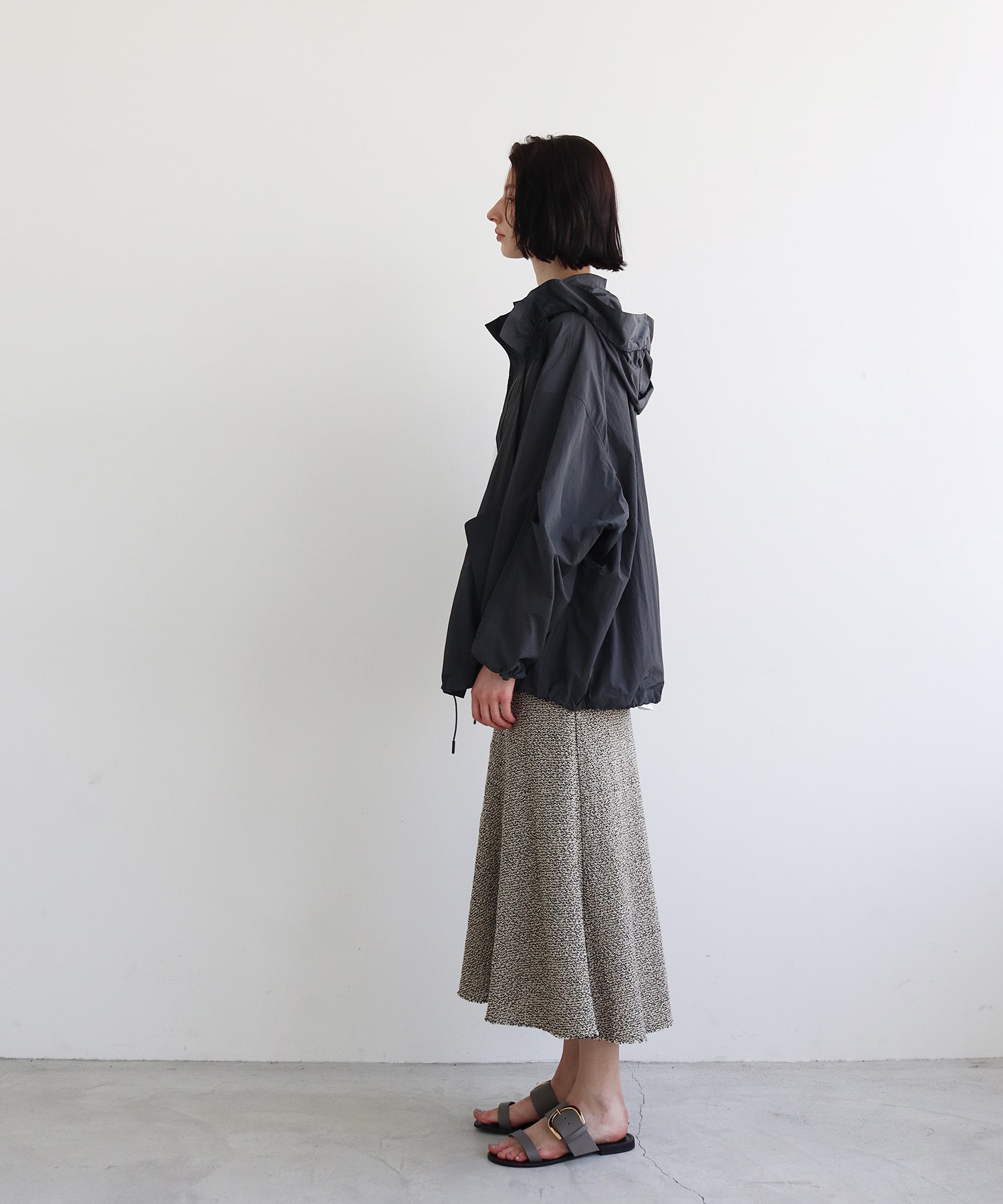 tweed knit panel flare skirt