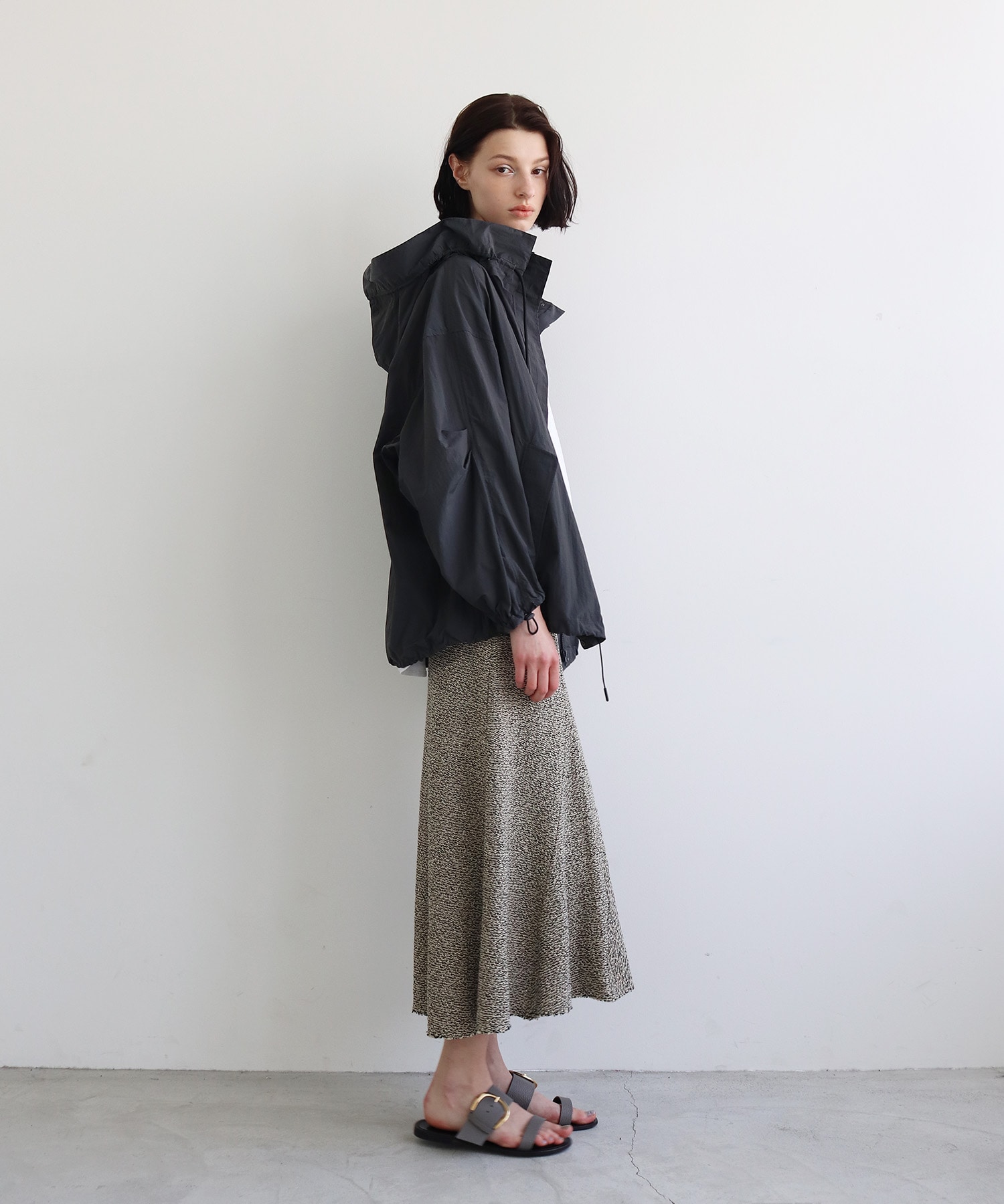 tweed knit panel flare skirt