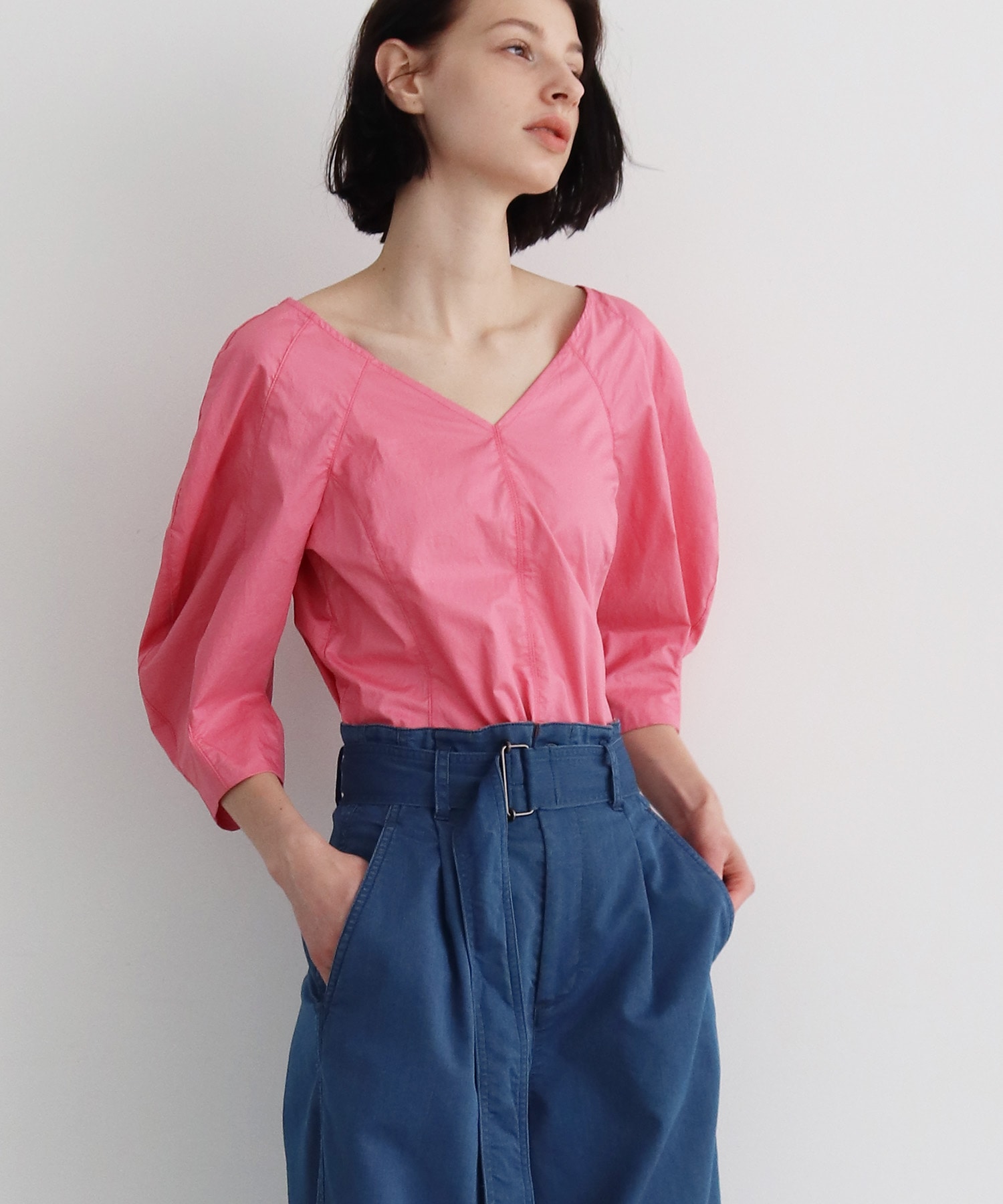 peplum balloon sleeve blouse