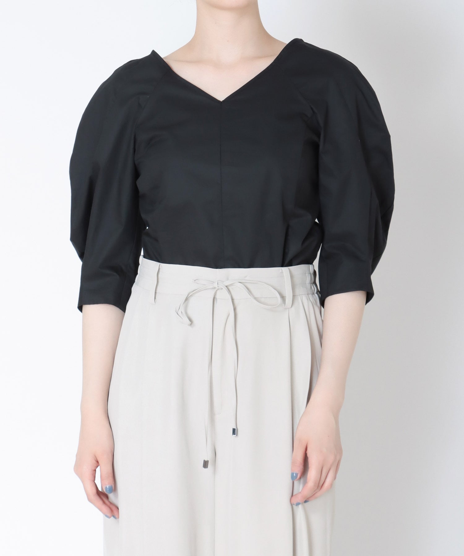 peplum balloon sleeve blouse