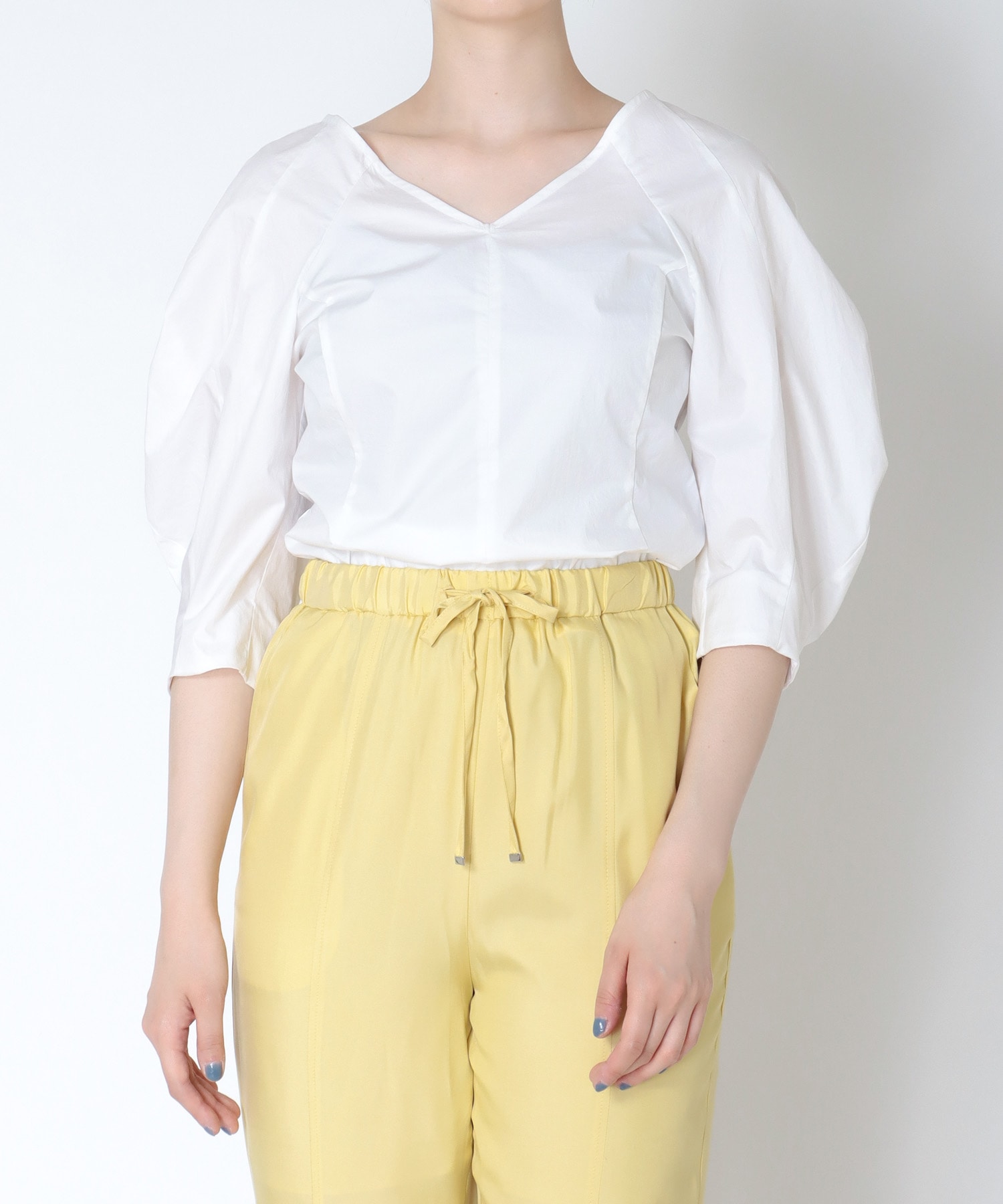 peplum balloon sleeve blouse