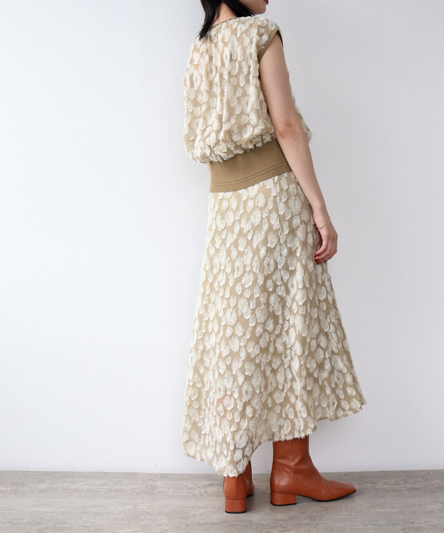 reopard jacquard flare skirt