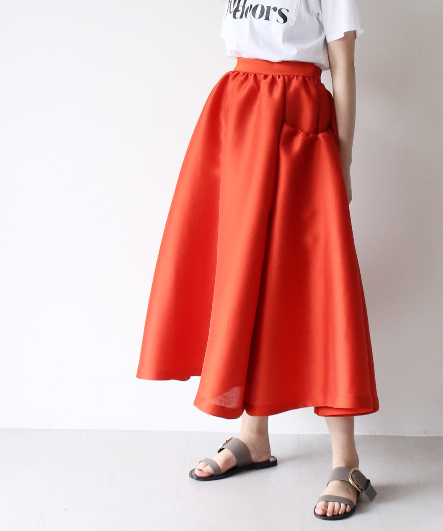 silky double cross bold skirt
