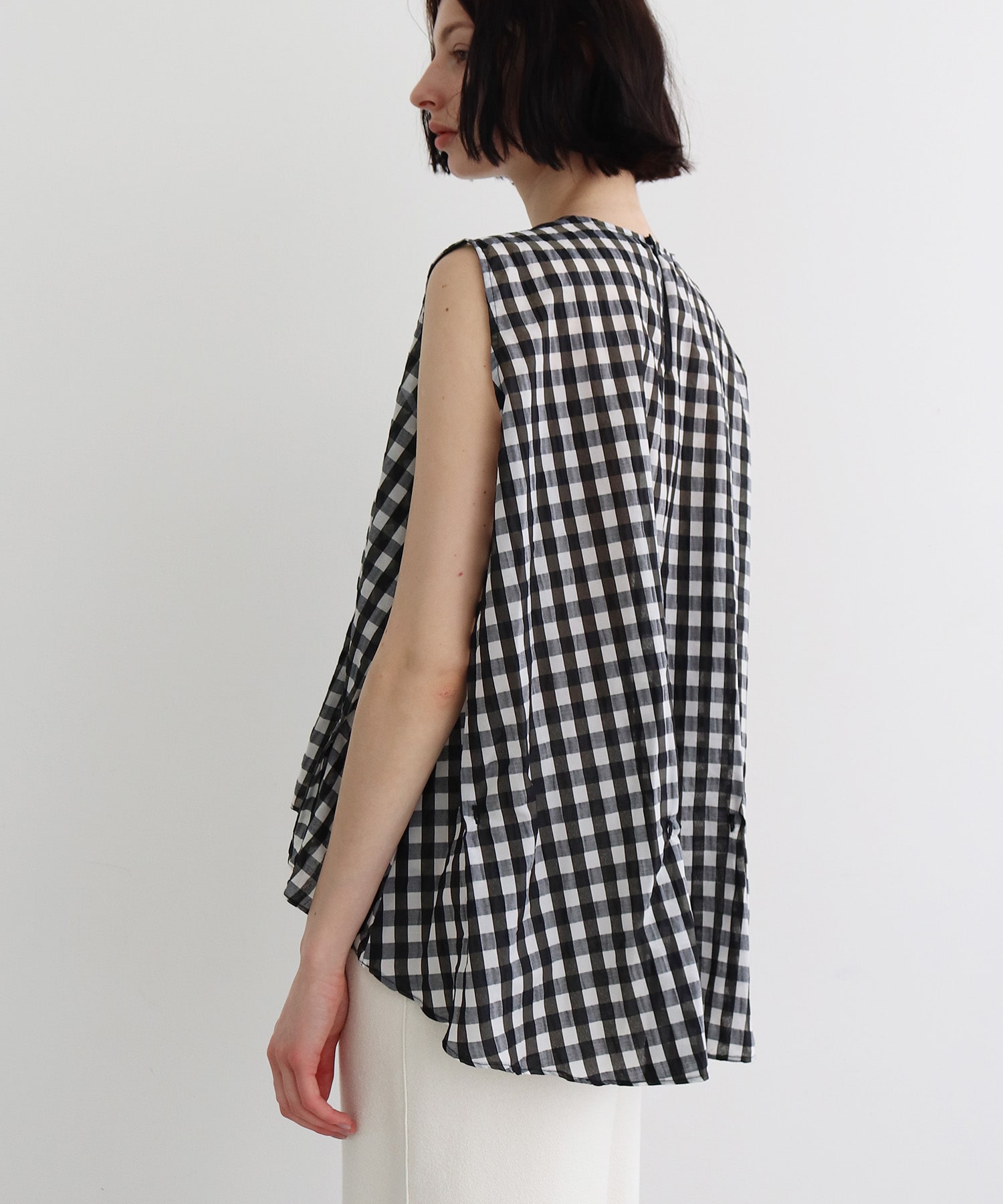 gingham check blouse