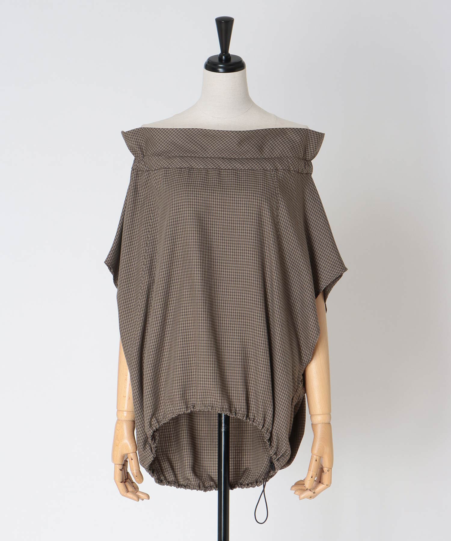 gingham check 2way off shoulder blouse