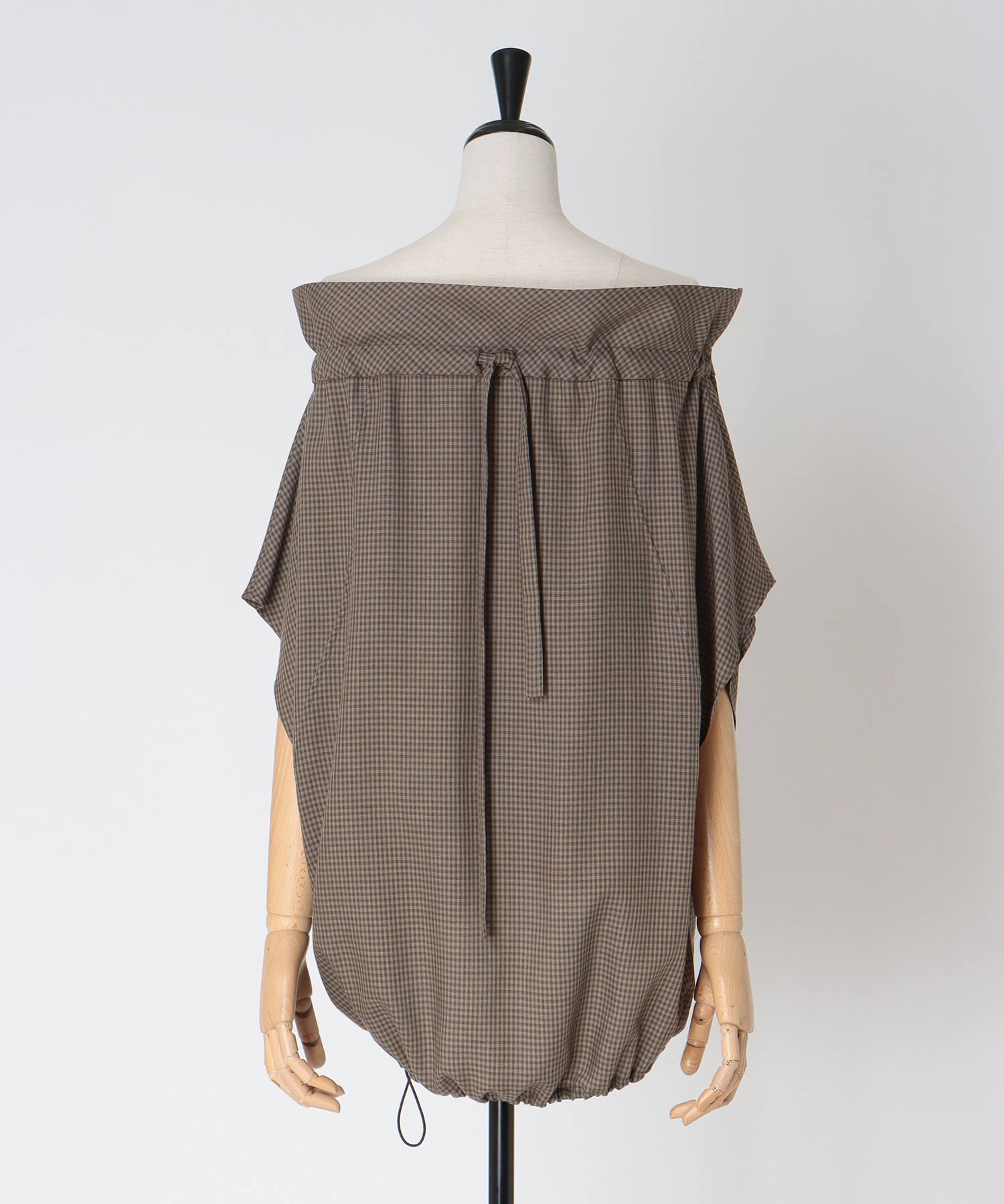 gingham check 2way off shoulder blouse