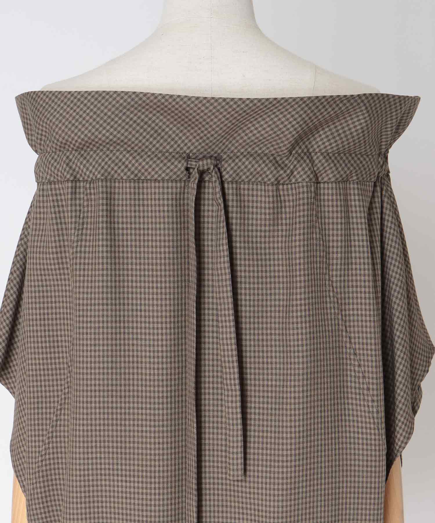 gingham check 2way off shoulder blouse