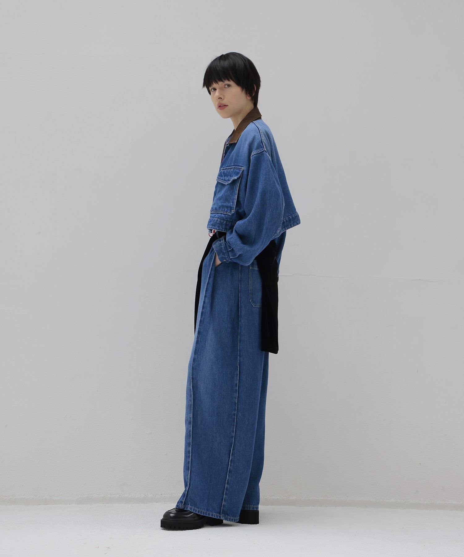 lyocell denim short jacket