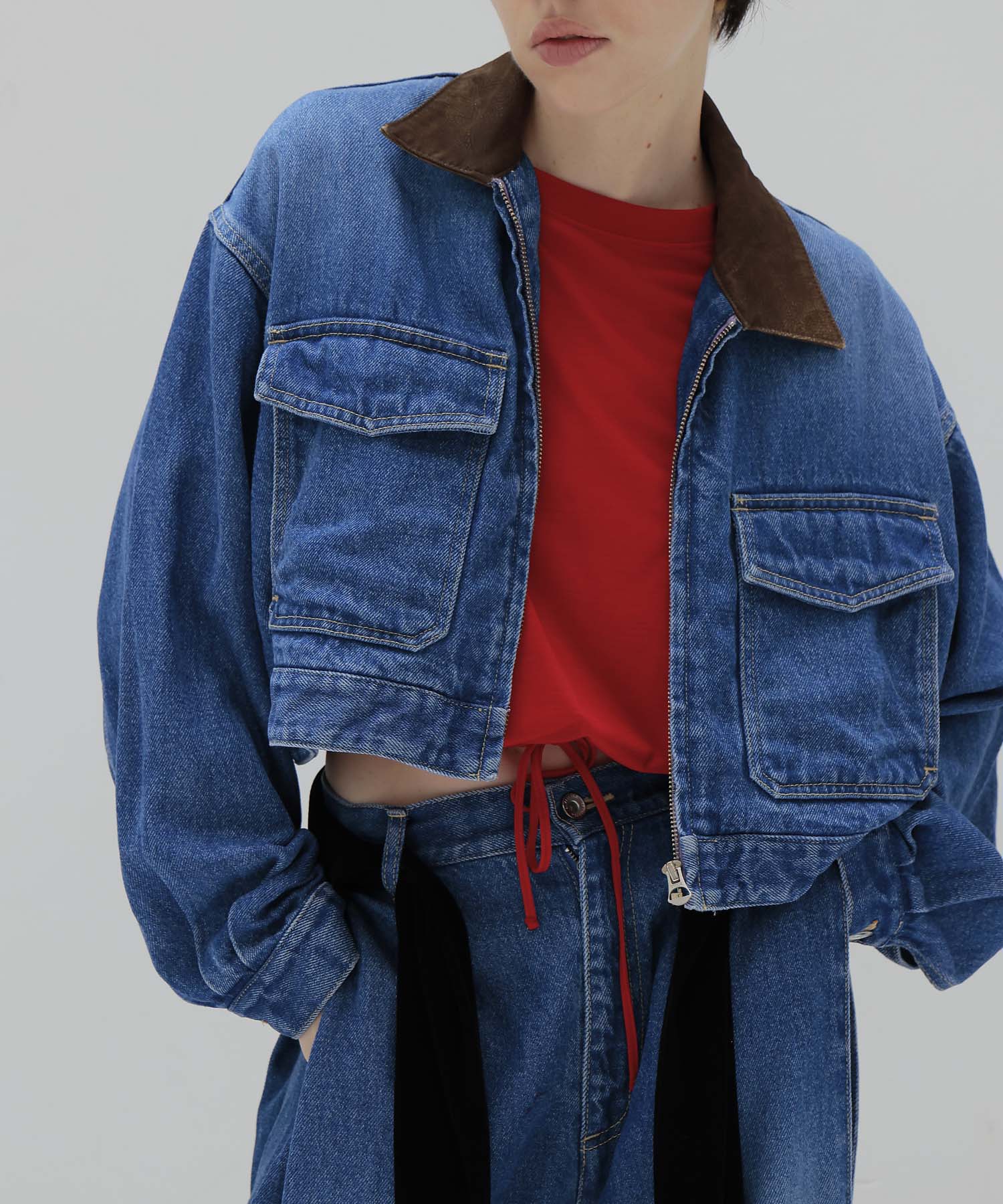 lyocell denim short jacket